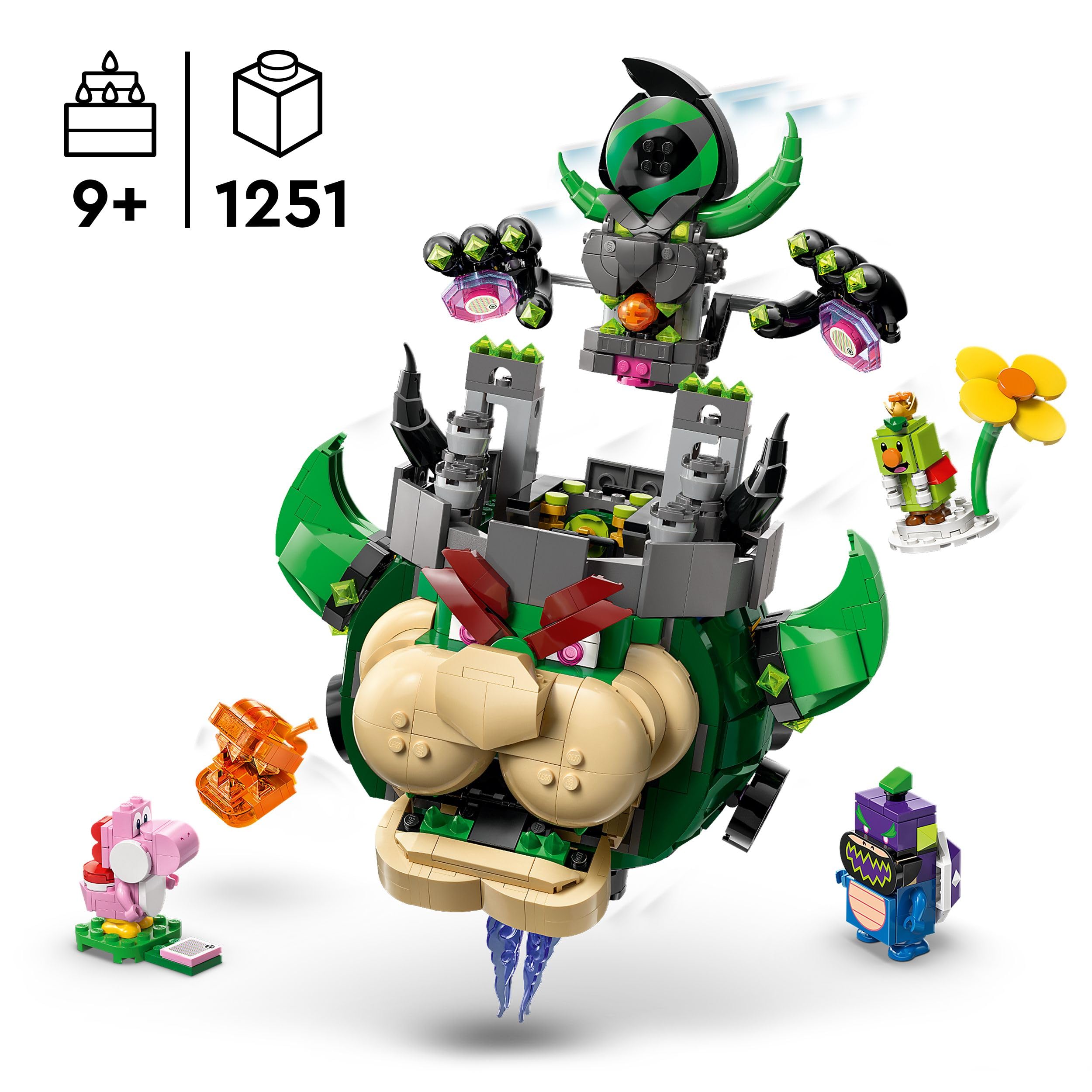 LEGO Super Mario Principe Florian e Bowser Castello - Giocattolo Interattivo con 4 Figure Incluso Yoshi Rosa, Supporto per il Gioco e l'Esposizione - Regalo per Gamer e Bambini da 9 Anni - 72042