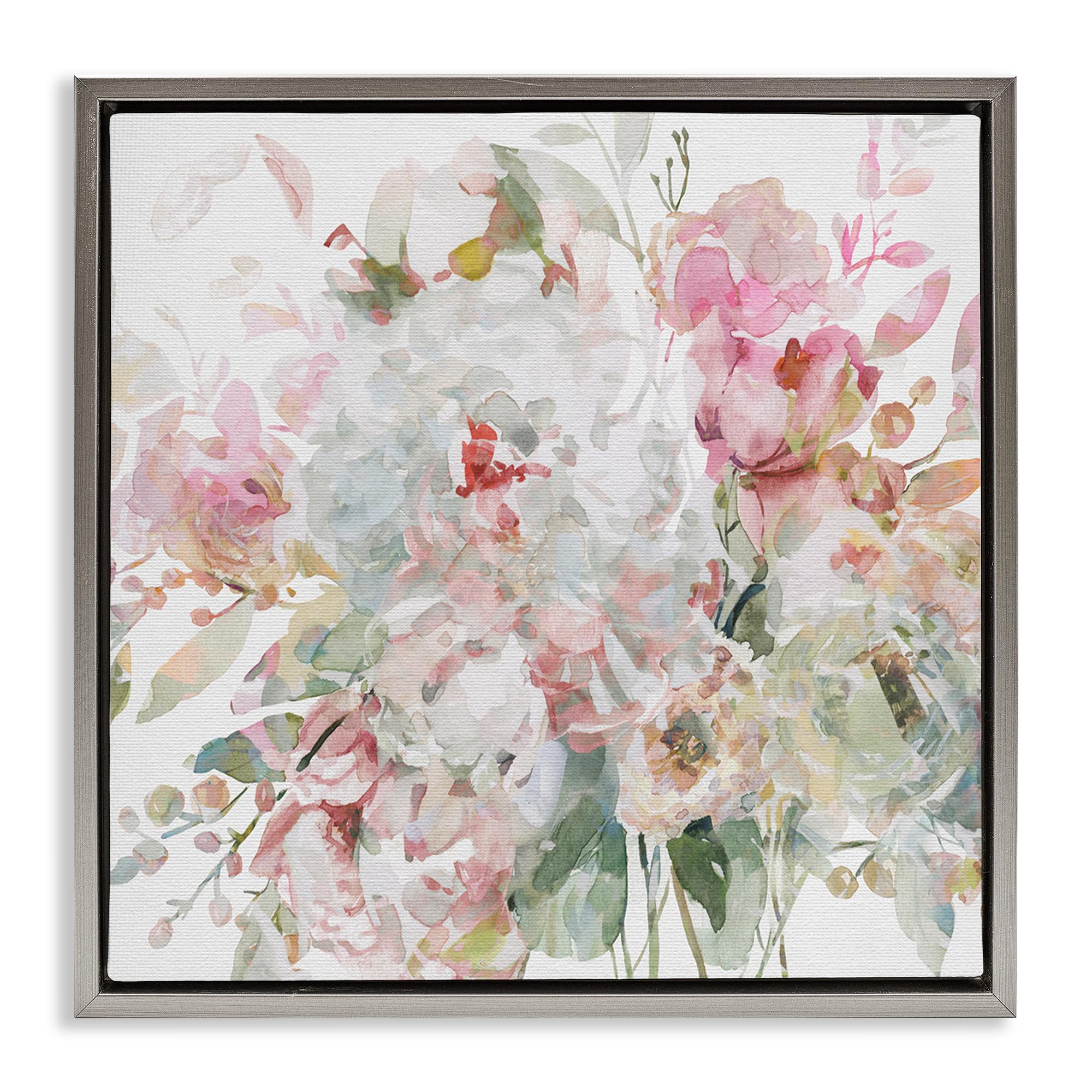 Stupell Industries Luster Gray (Matte) 'Romantic Pastel Blossoms'| Floating Frame Canvas Art