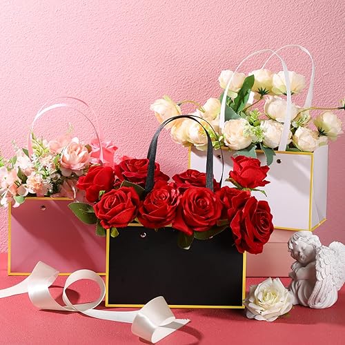 Miniatura 4 de Skyygemm 30 cajas de flores, bolsas de flores para ramos de flores, bolsa de papel de regalo impermeable con asa, suministros de floristería para el