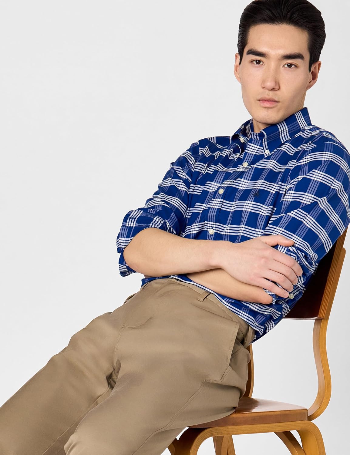 Performance Series Stretch Polo Button-Down Collar, Checked Sport Shirt - Image 2