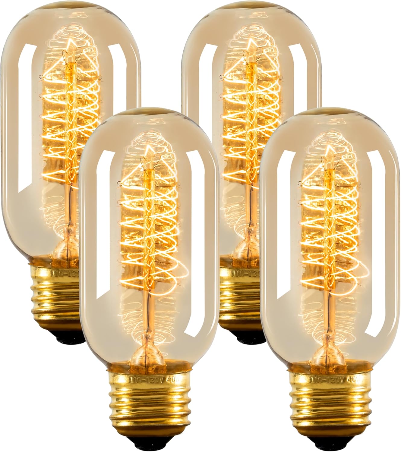 NUODIFAN Edison Bulbs,4-Pack Vingtage Filament Light Bulb,T45 2700K Warm Light 40 Watt,110V-130V E26/E27 Base Dimmable Decorative Antique Screw Light Bulbs for Home Lighting Fixtures
