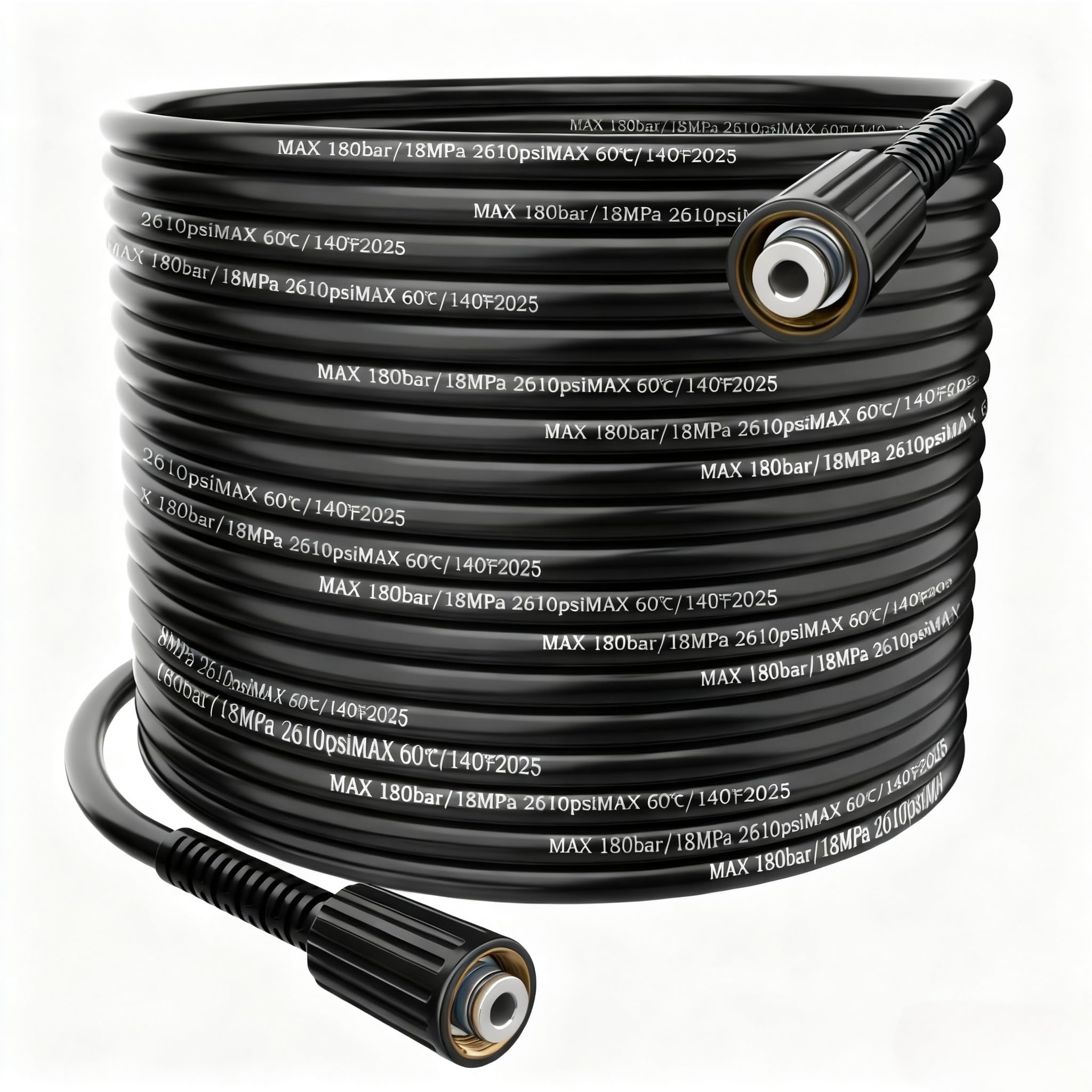M22-14MM Pressure Washer Hose 15M/50FT, Kink Resistant High Power Washer Extension Pipe,Resistant Flexible Jet Wash Hose Threaded Solid Water Pipe Connections