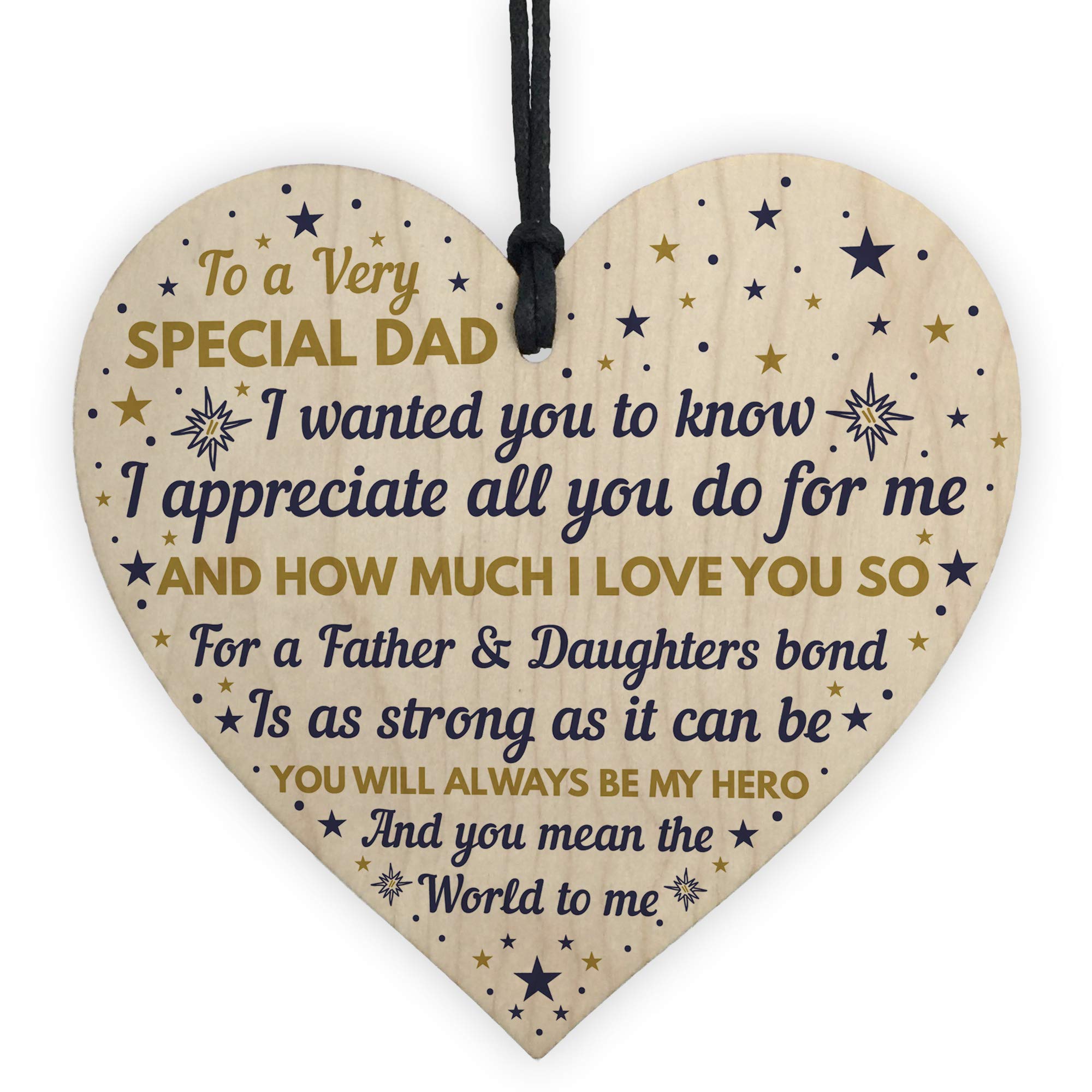 Red Ocean SPECIAL DAD Wooden Heart Dad Birthday Gift FATHERS DAY Gift From Daughter Dad Gifts Thank You Keepsake