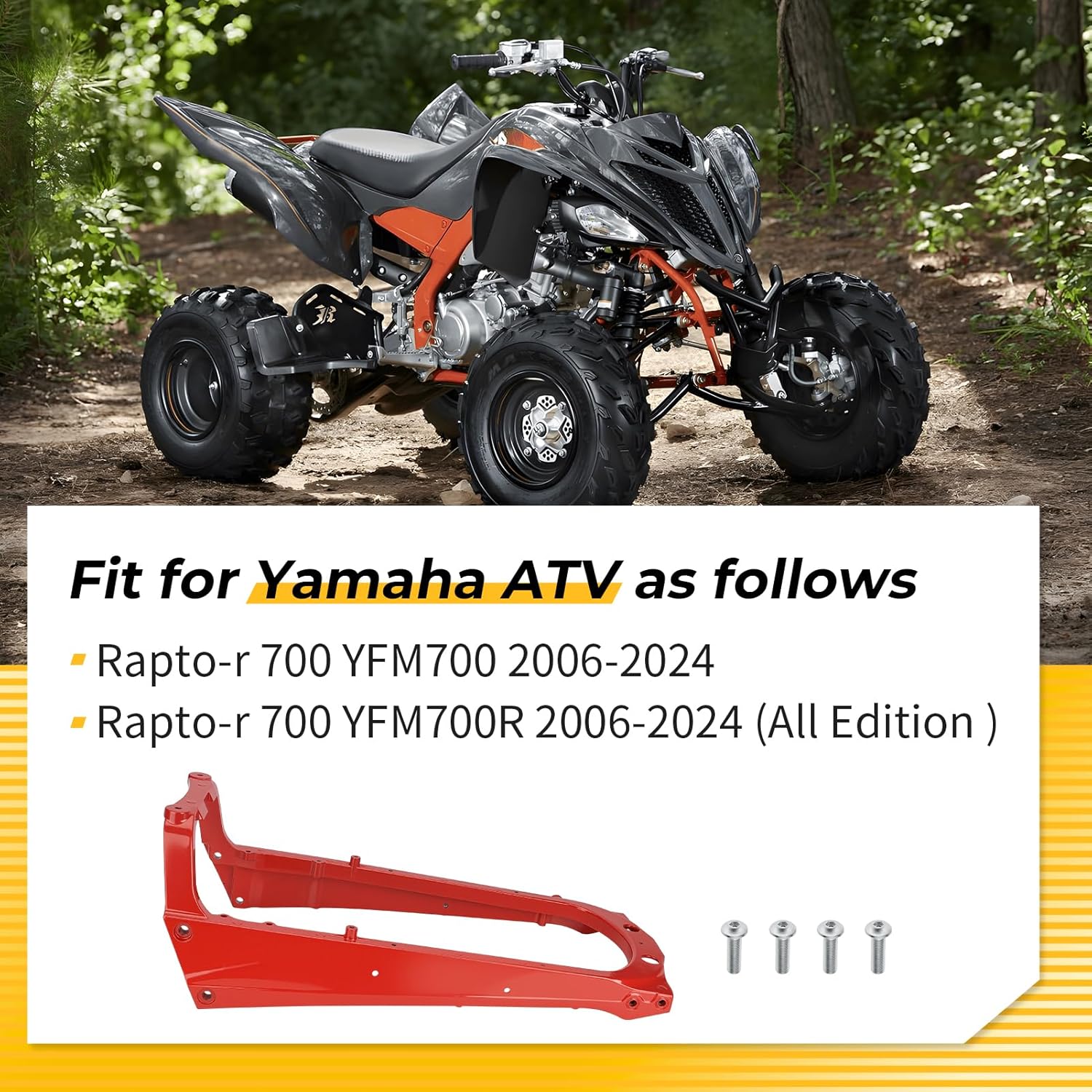 M MATI Aluminum Red Sub Frame & Bolts for Yamaha Rapto-r 700 YFM700 YFM700R 2006-2024 1S3-21190-08-00