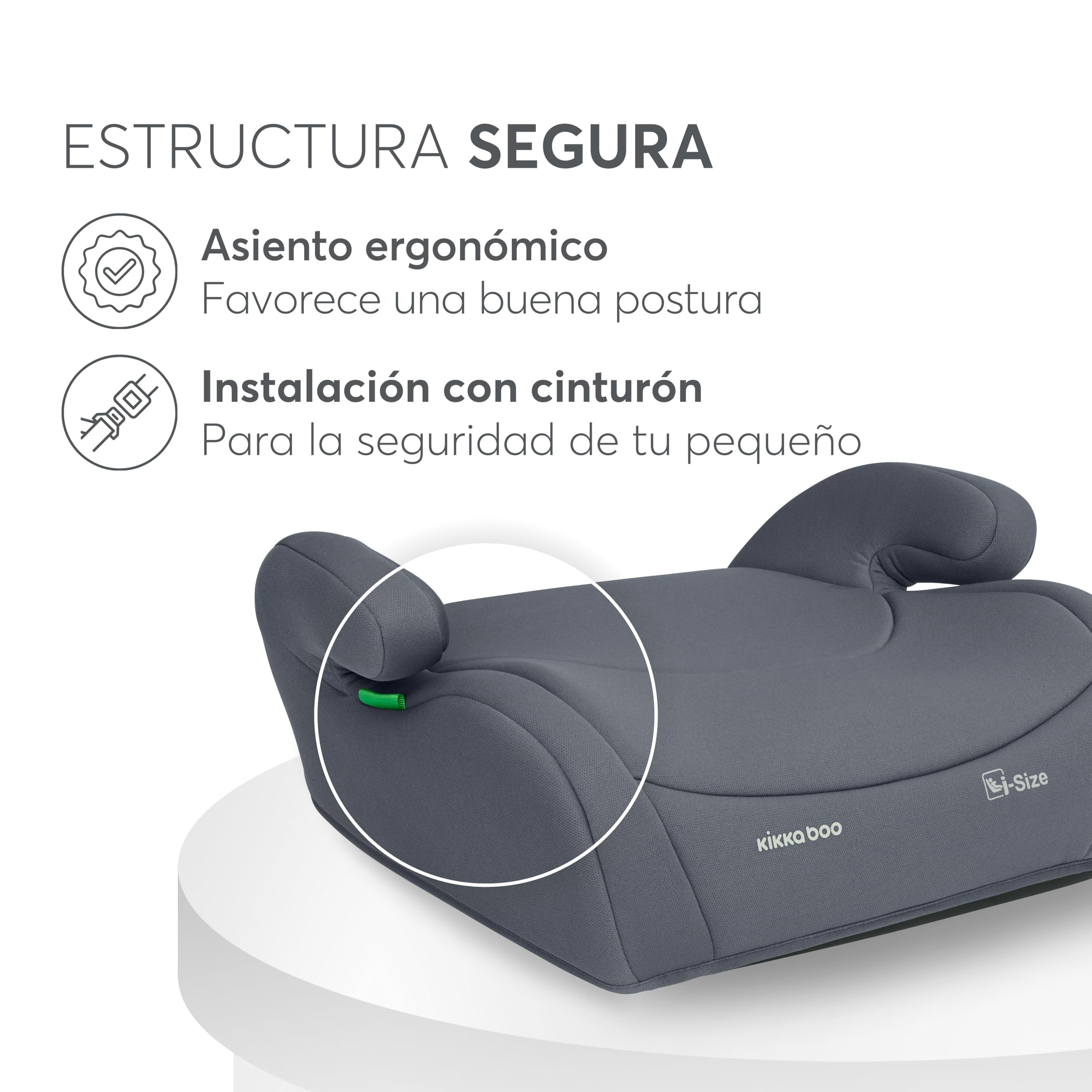 KikkaBoo Silla Coche Grupo 3 (15-36 kg, 100-150 cm) i-AID, Silla Para Niño sin ISOFIX, i-Size, De 3,5 a 12 Años, 13 Posiciones Reposacabezas, Gris — view 10