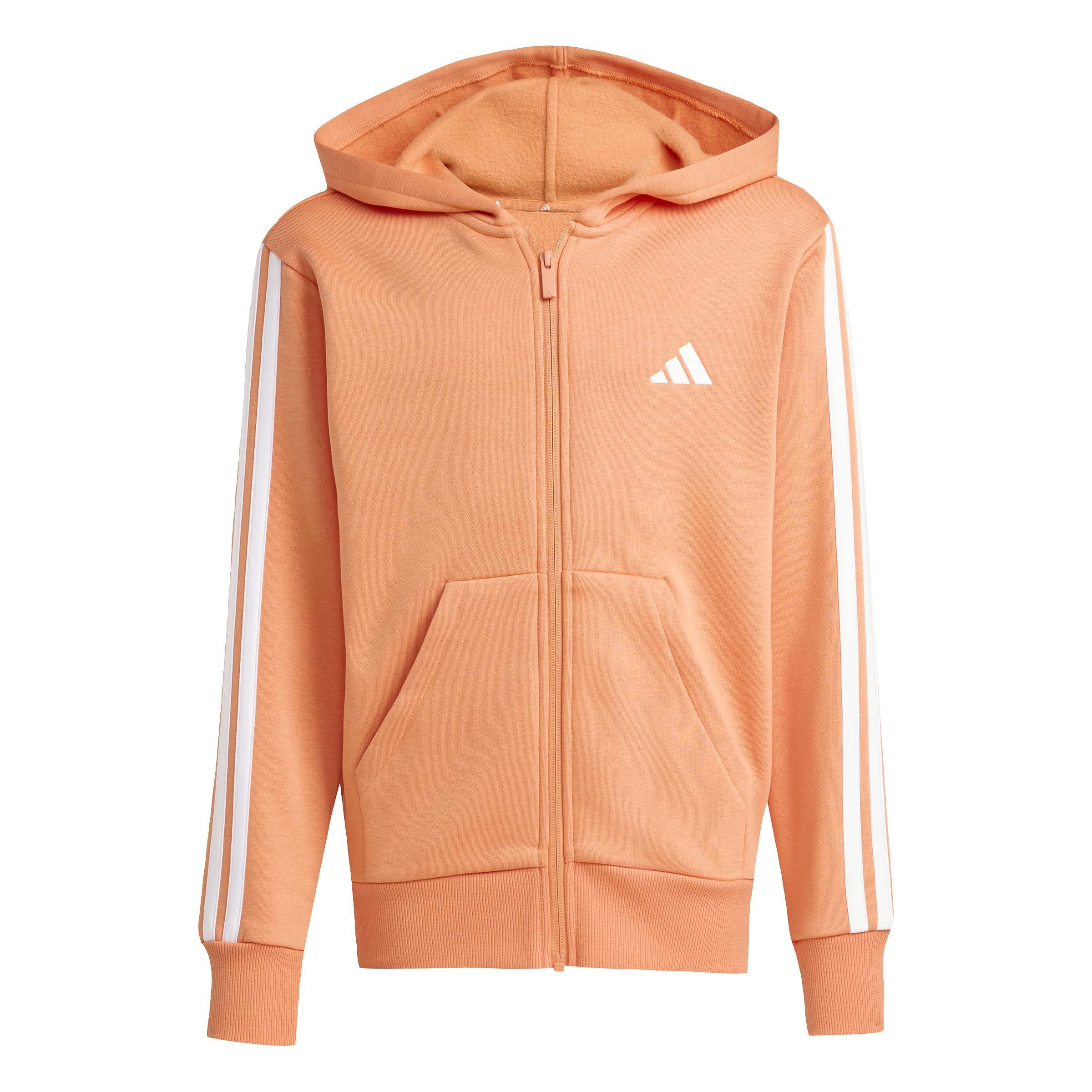 adidas Unisex Kids ESSENTIALS FULL ZIP HOODIE, Dusky Orange/white, 9-10 Years