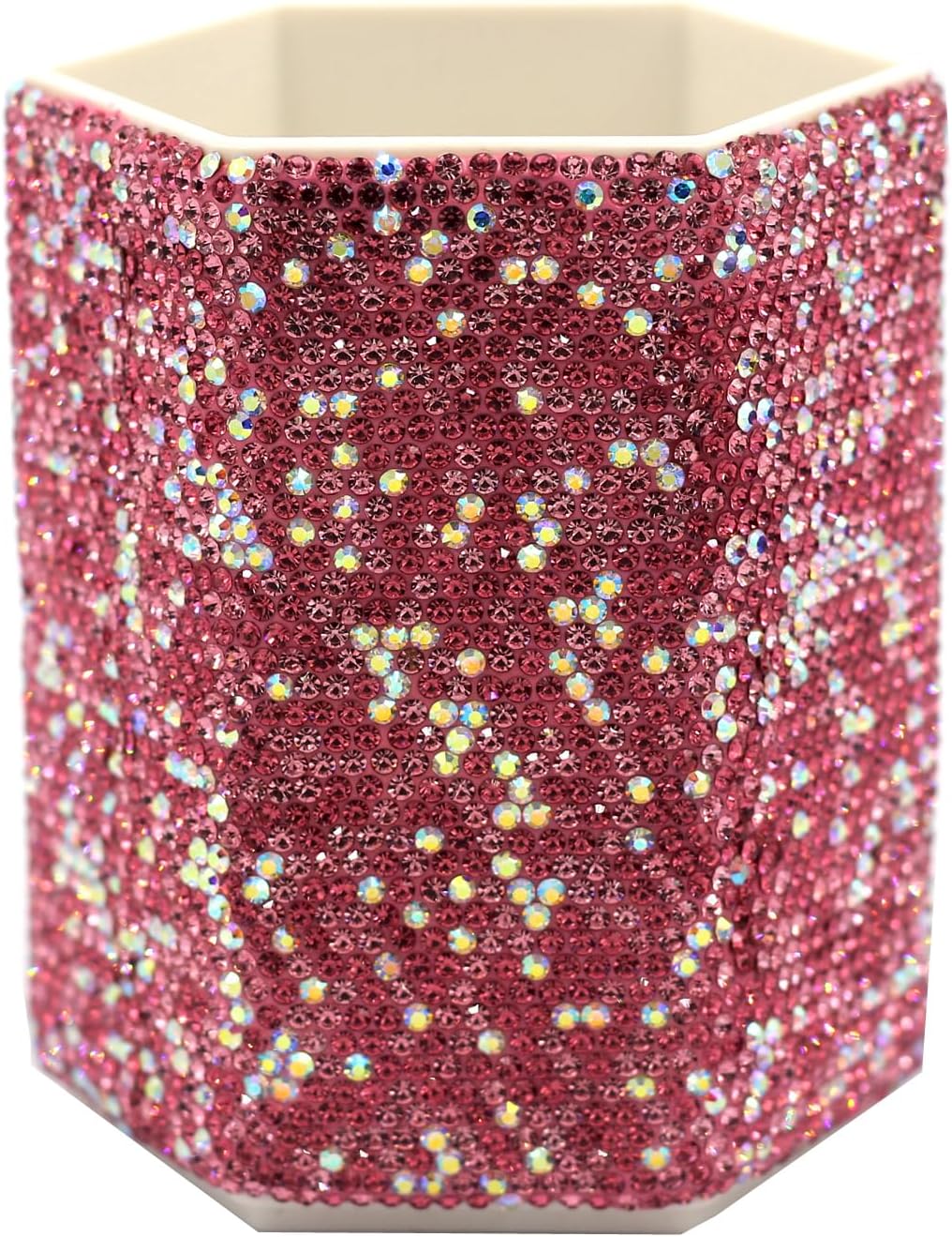 Luxury Crystal Rhinestone Pen Holder Makeup Brush Organizer - Sparkling and Fashionable Desk Organizer for Bling Lovers (Pink)
