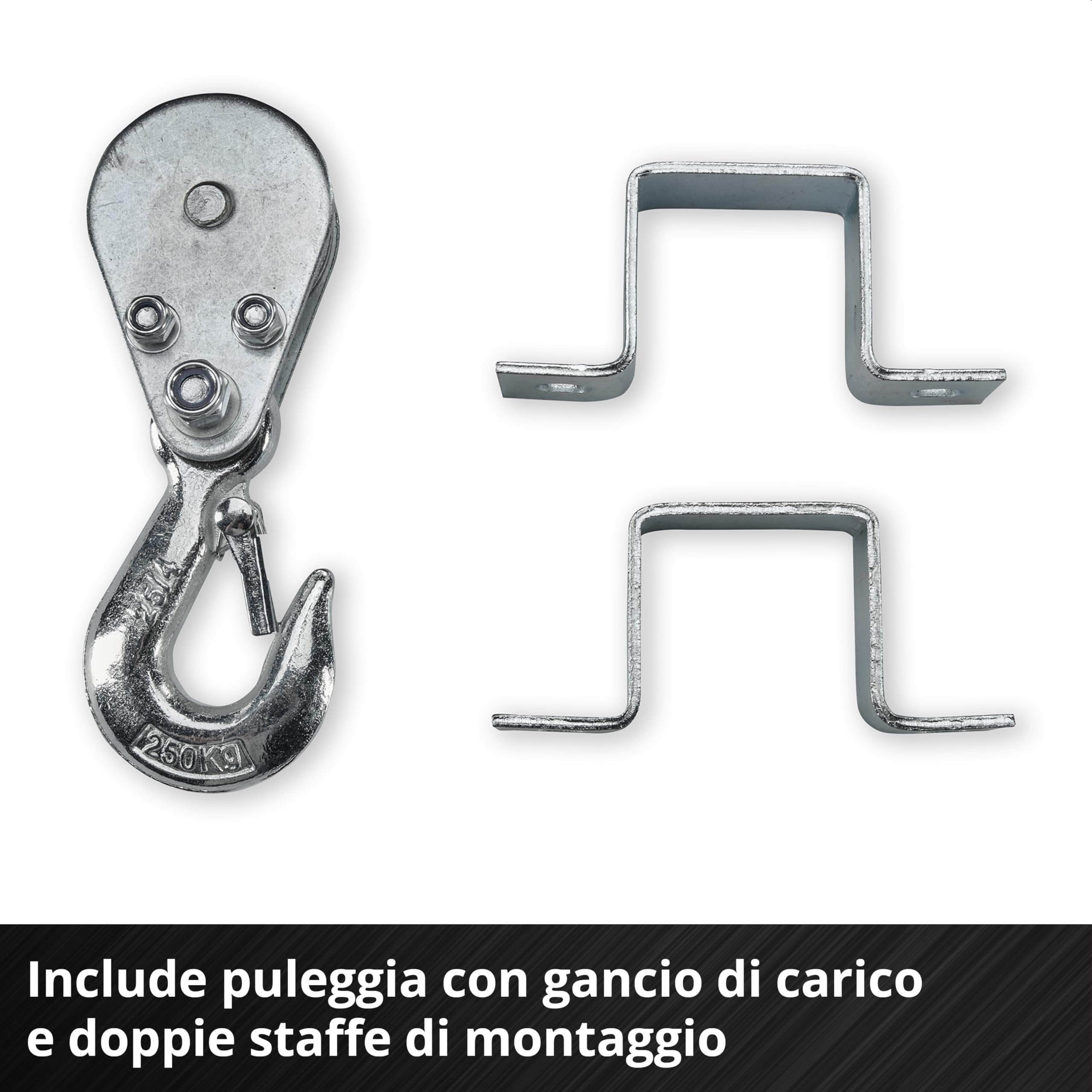 Einhell paranco a batteria TE-EH 18/250 Li BL Power X-Change (18 V, Brushless, portata 125 kg / 250 kg con puleggia, altezza di sollevamento 12 m, velocità di sollevamento 3,5 m/min, fune d’acciaio)