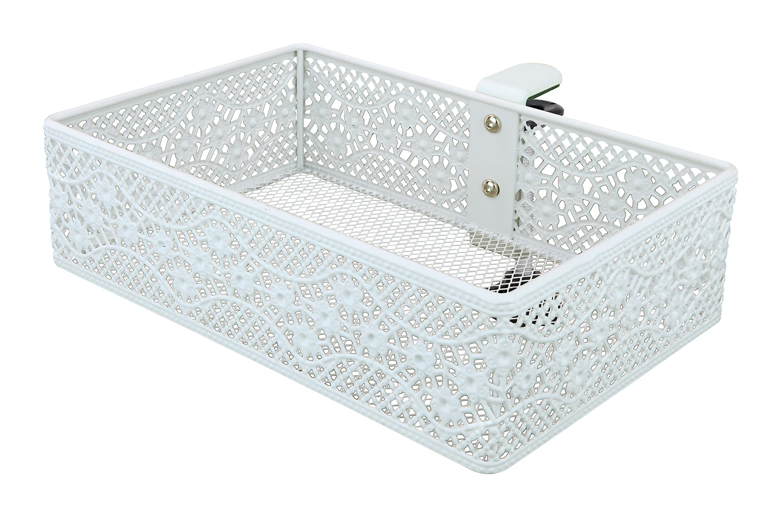 Organizador de cajones con clip, organizador de escritorio, se puede enganchar alrededor de la mesa para almacenar objetos pequeños (blanco)