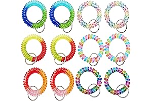 12 Pack Wrist Coil Wrist Keychain - The Original Stretchy Key Ring Bracelet