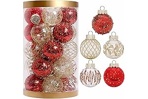 2.36"/60mm Christmas Ornaments Set for Xmas Tree Decor, 25 PCS Red and...