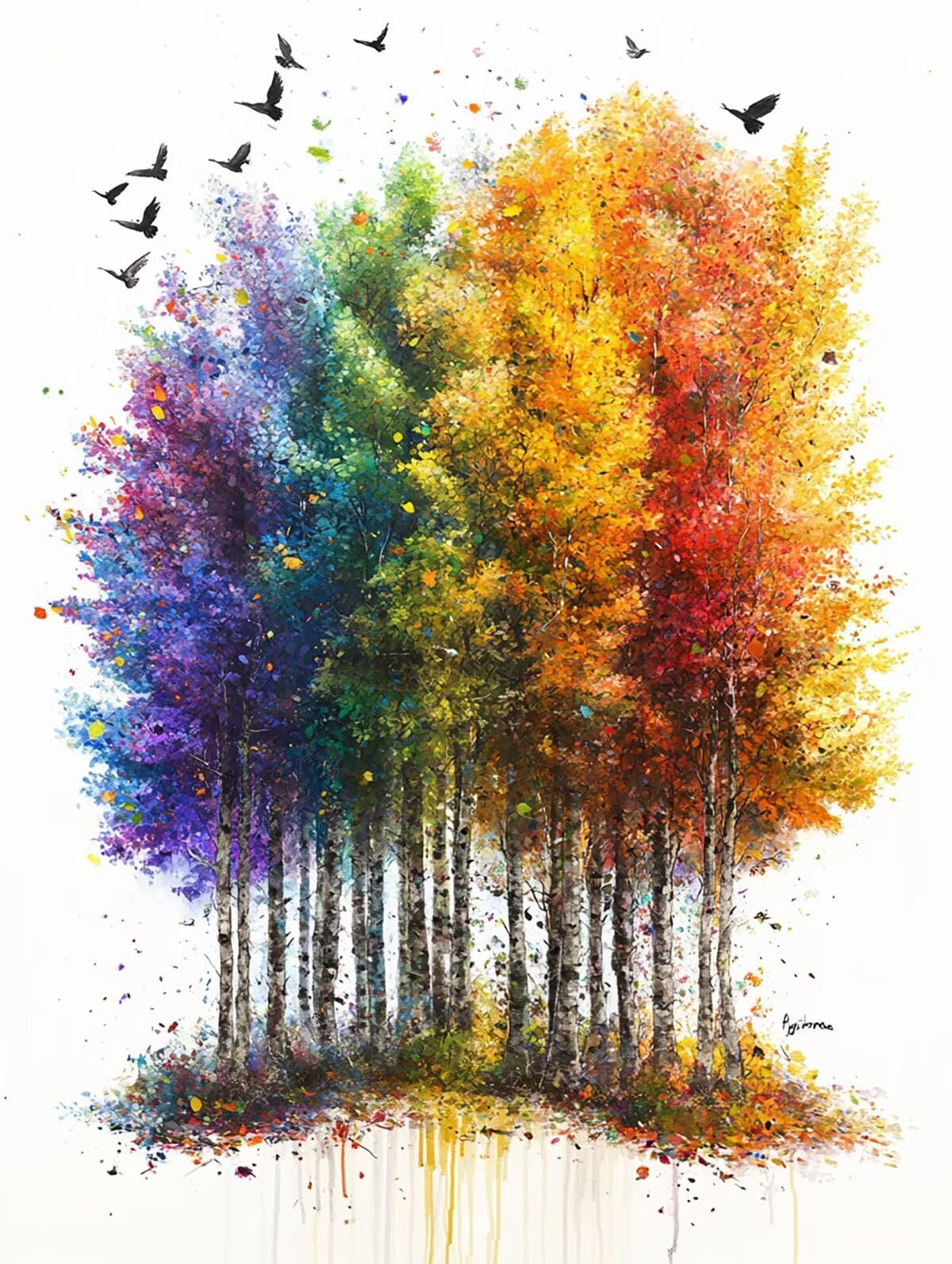 Dipingere con i Numeri Albero, Paint by Numbers Adulti Astratto, Fai da te Creativi Adulti Quadri da Dipingere Numerati Kit per Decorazione Della Parete di Casa, Regalo 70x95 cm Senza Cornice 65-Z