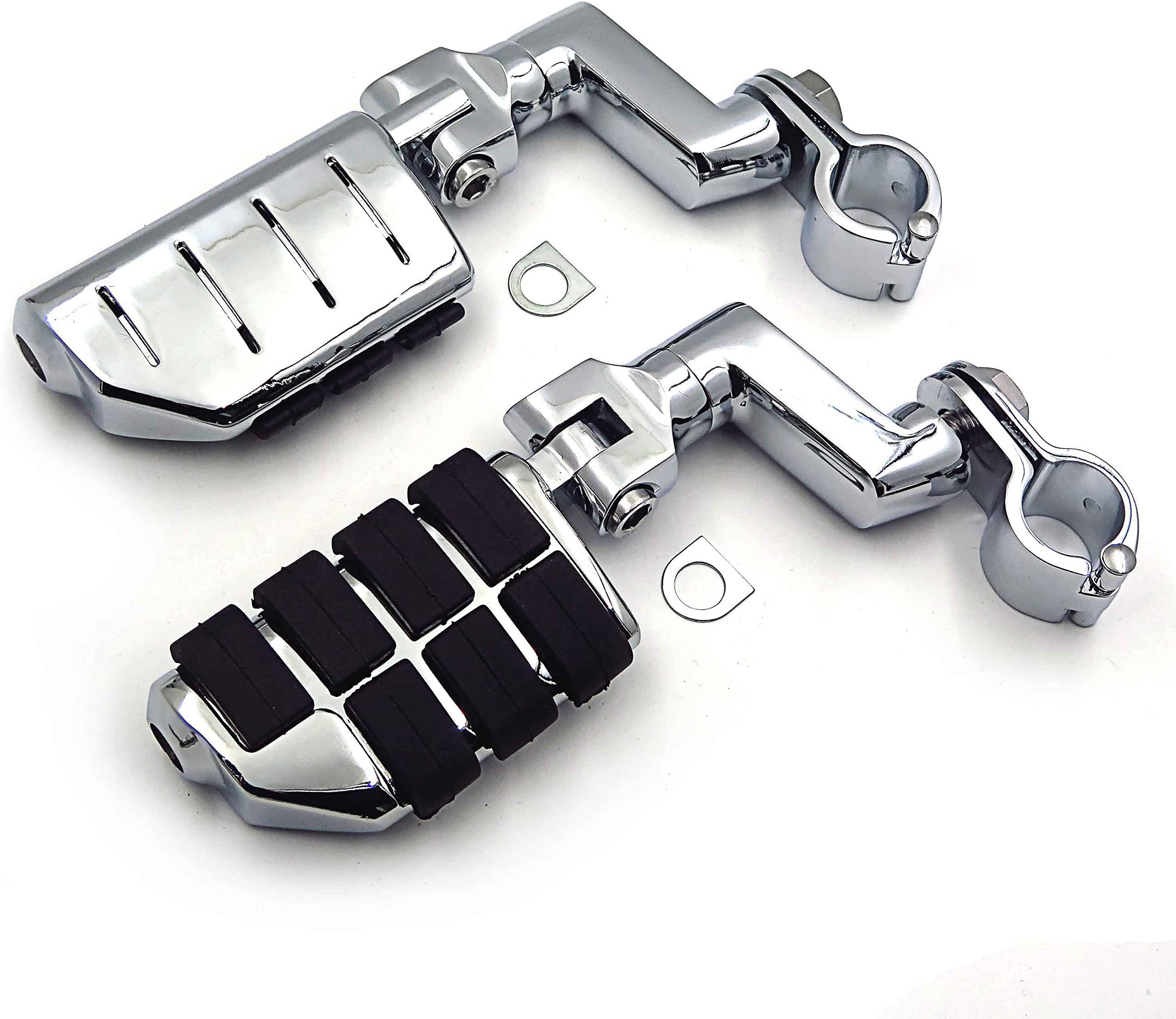 Chromed Highway Clamps 1.5" Large Foot Pegs Compatible with V-STAR Roadstar KAWASAKI VULCAN [B0125VNRN8]