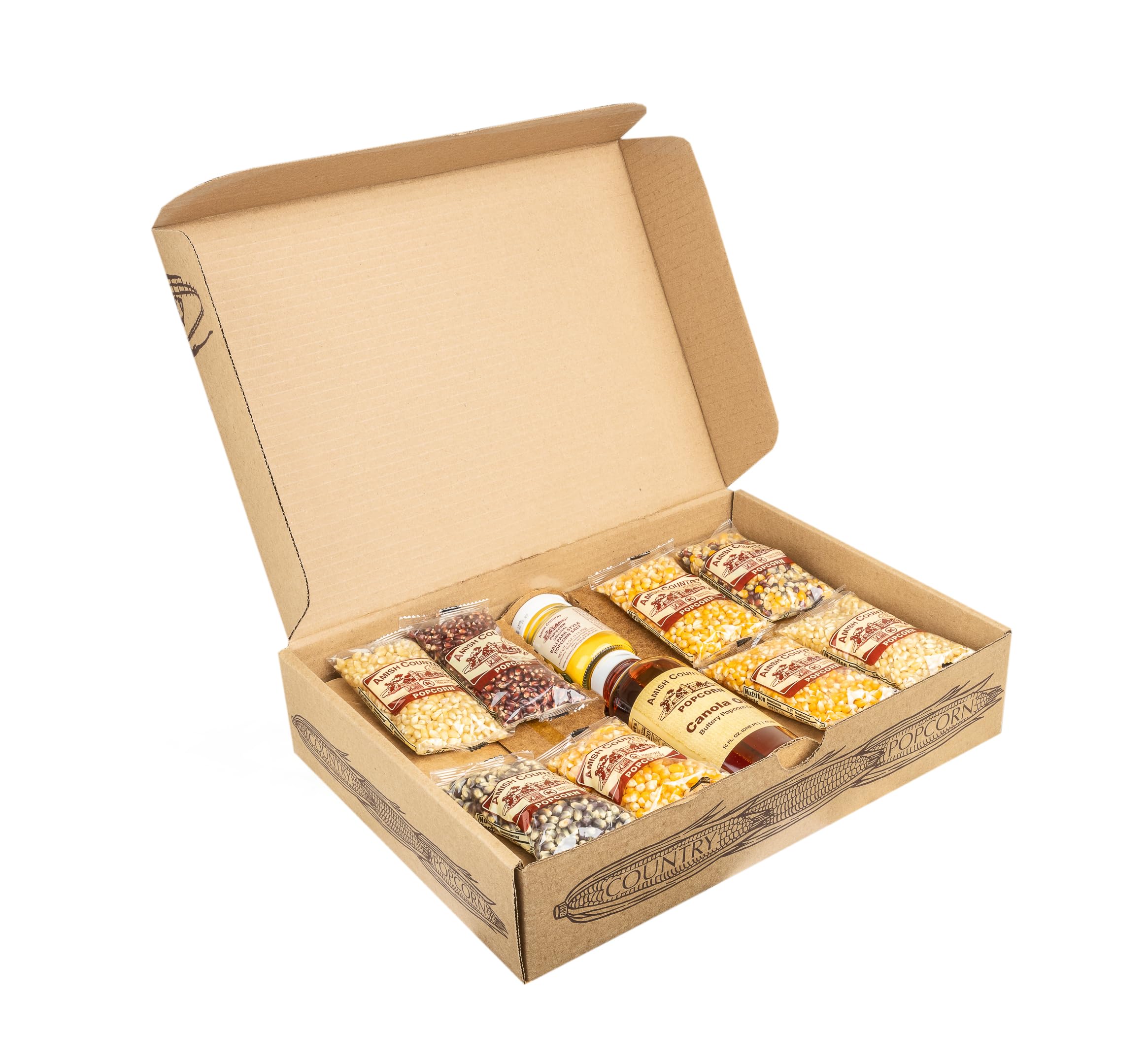 Amish Country Popcorn | 4 Ounce Variety Gift Sets | Old Fashioned, Non-GMO and Gluten Free (Closed Variety Gift Set, 8-4 Ounce)