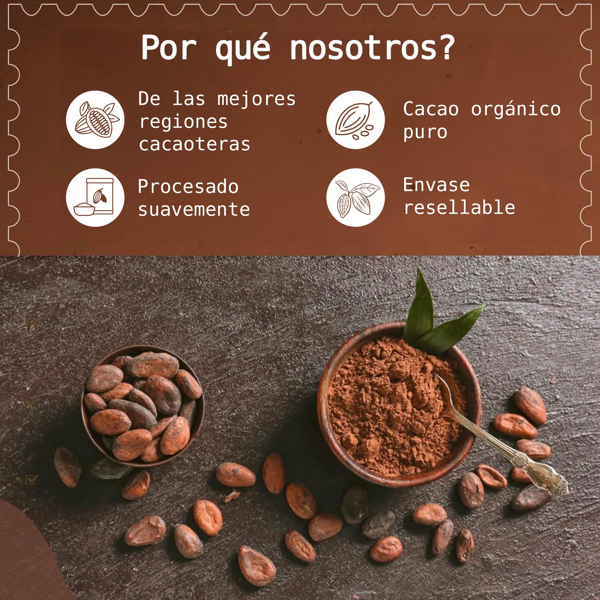 1 kg de cacao crudo ecológico en polvo sin azúcar de Perú | 100% natural | Polvo de cacao crudo | Pack de reserva | rawster