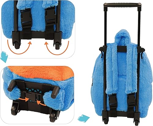 Miniatura 4 de Funday Mochila de dinosaurio para niños con ruedas extraíbles, mochila de equipaje para niños pequeños con dinosaurio de juguete de peluche