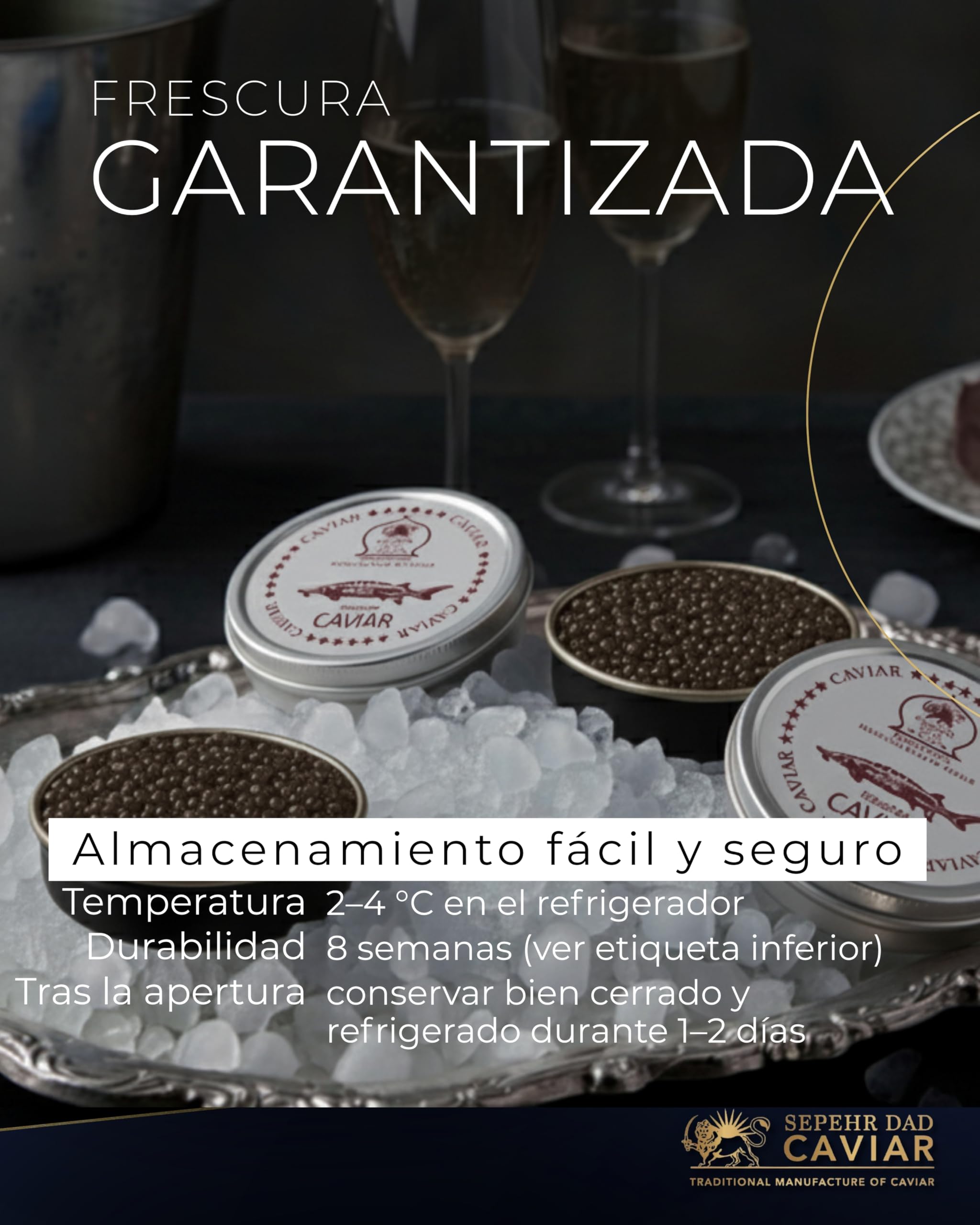 Sepehr Dad Caviar de Siberia | Caviar de esturión siberiano | SIN bórax | 50 gramos - 4