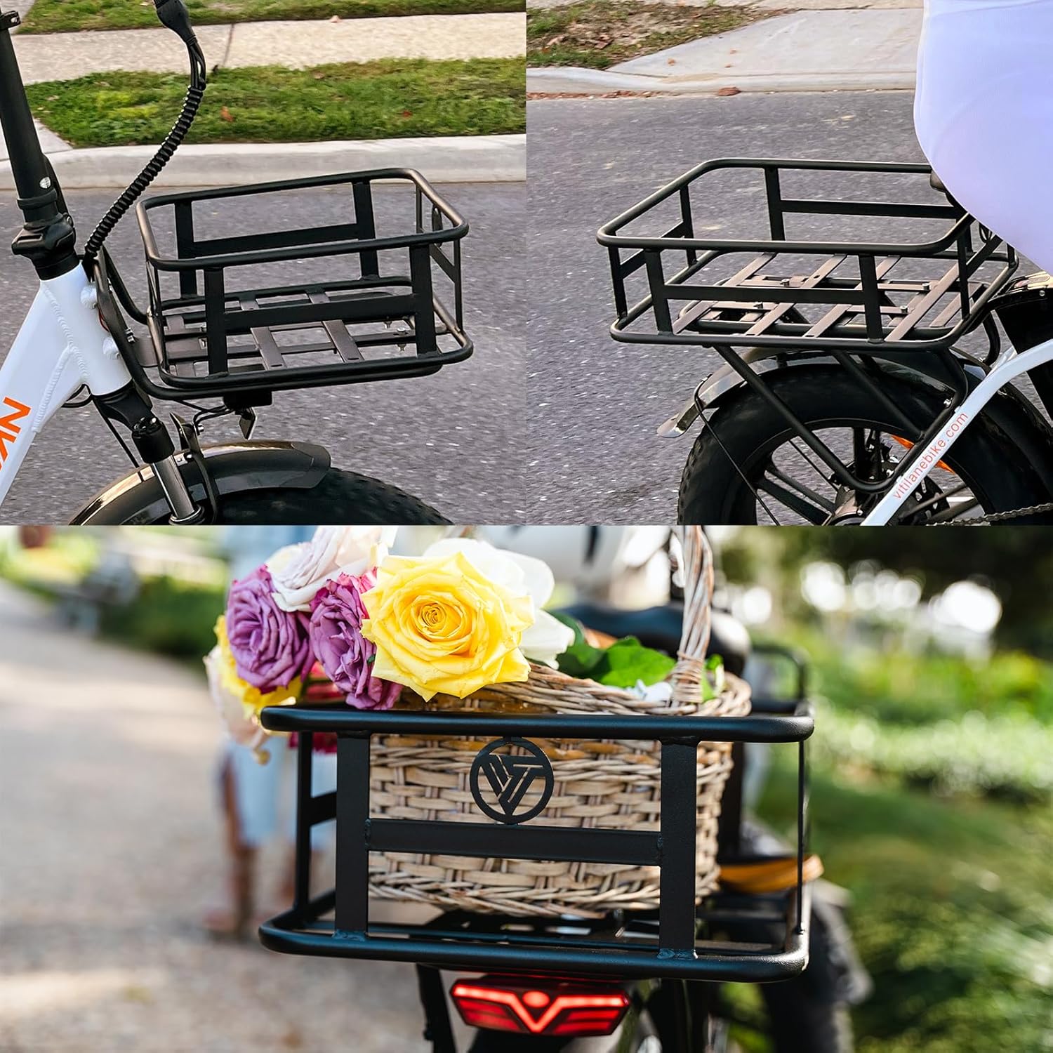 VITILAN U3 & U7 Large Front and Rear Basket Ebike Bag Cargo Rack Hanging Bike Basket