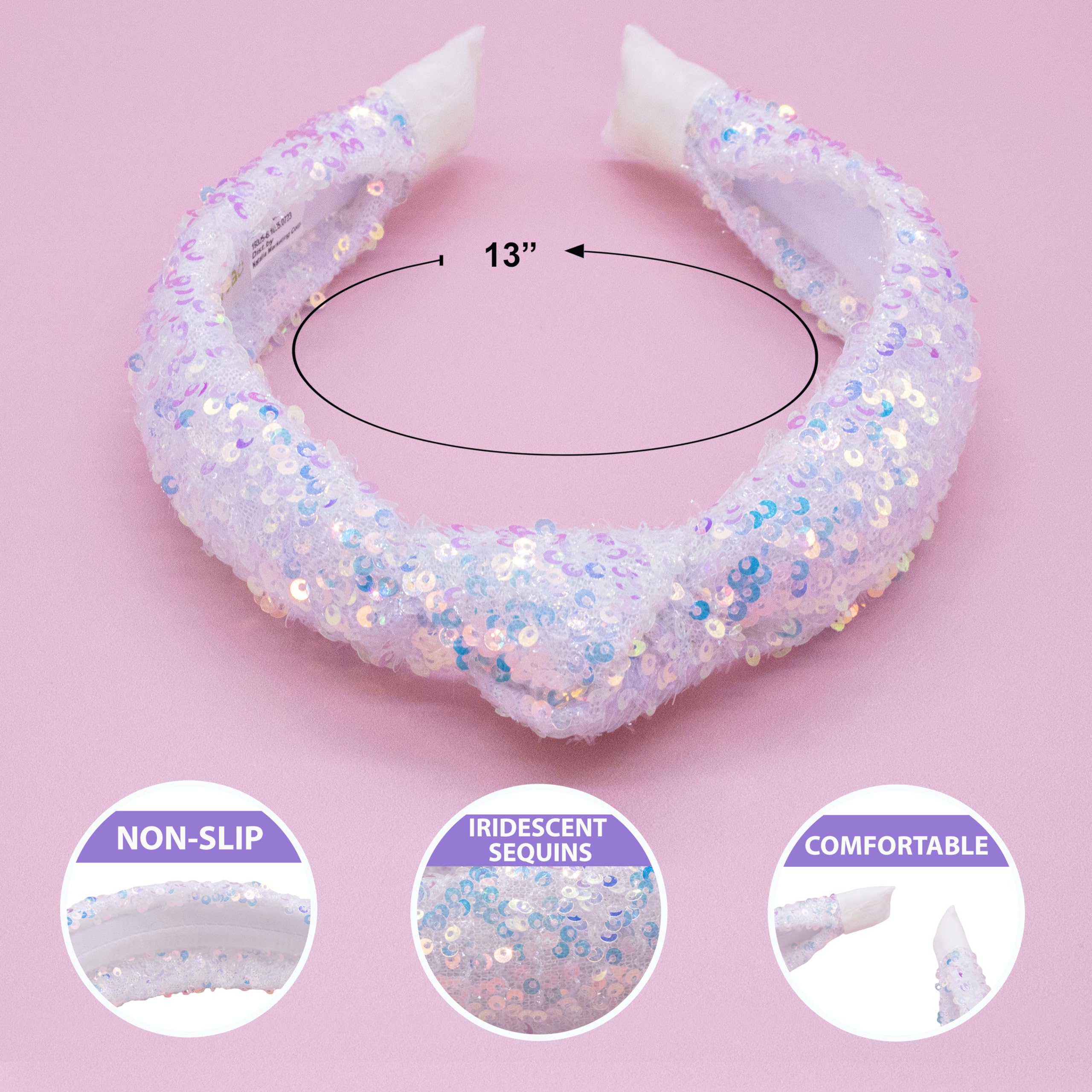 fur hairband with iridescent faceted beads – NWOT Amazon.com : FROG SAC Sequin Knot Headband for Girls, White  main image 2