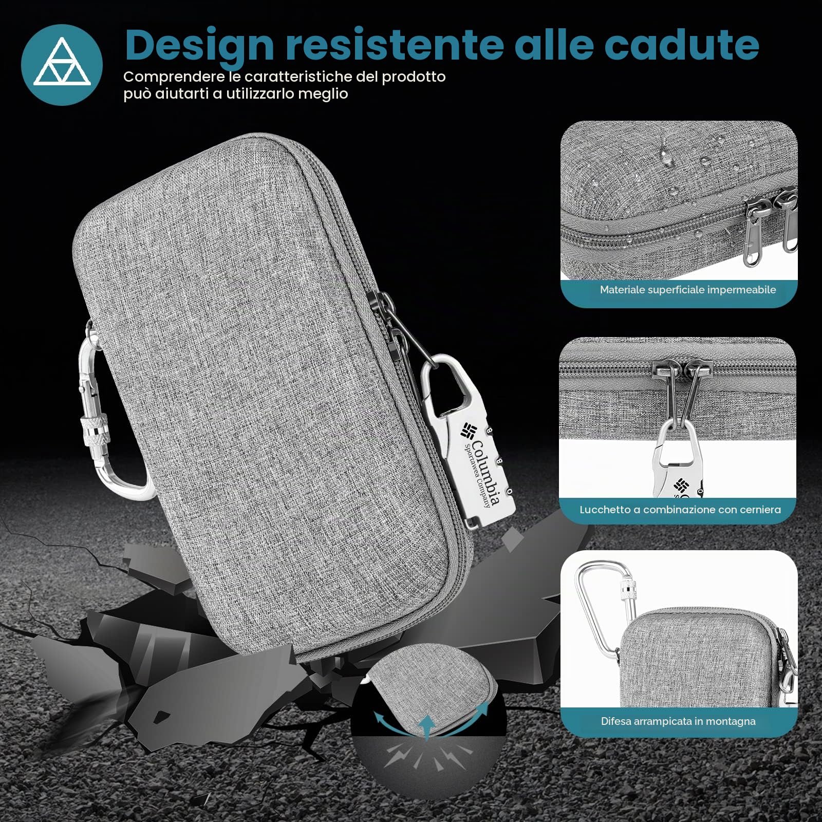 Kit di accessori compatibile con Insta360 GO 3S [custodia in silicone per fotocamera e copriobiettivo][2 pellicole protettive per lo schermo][borsa da trasporto con moschettone autobloccante