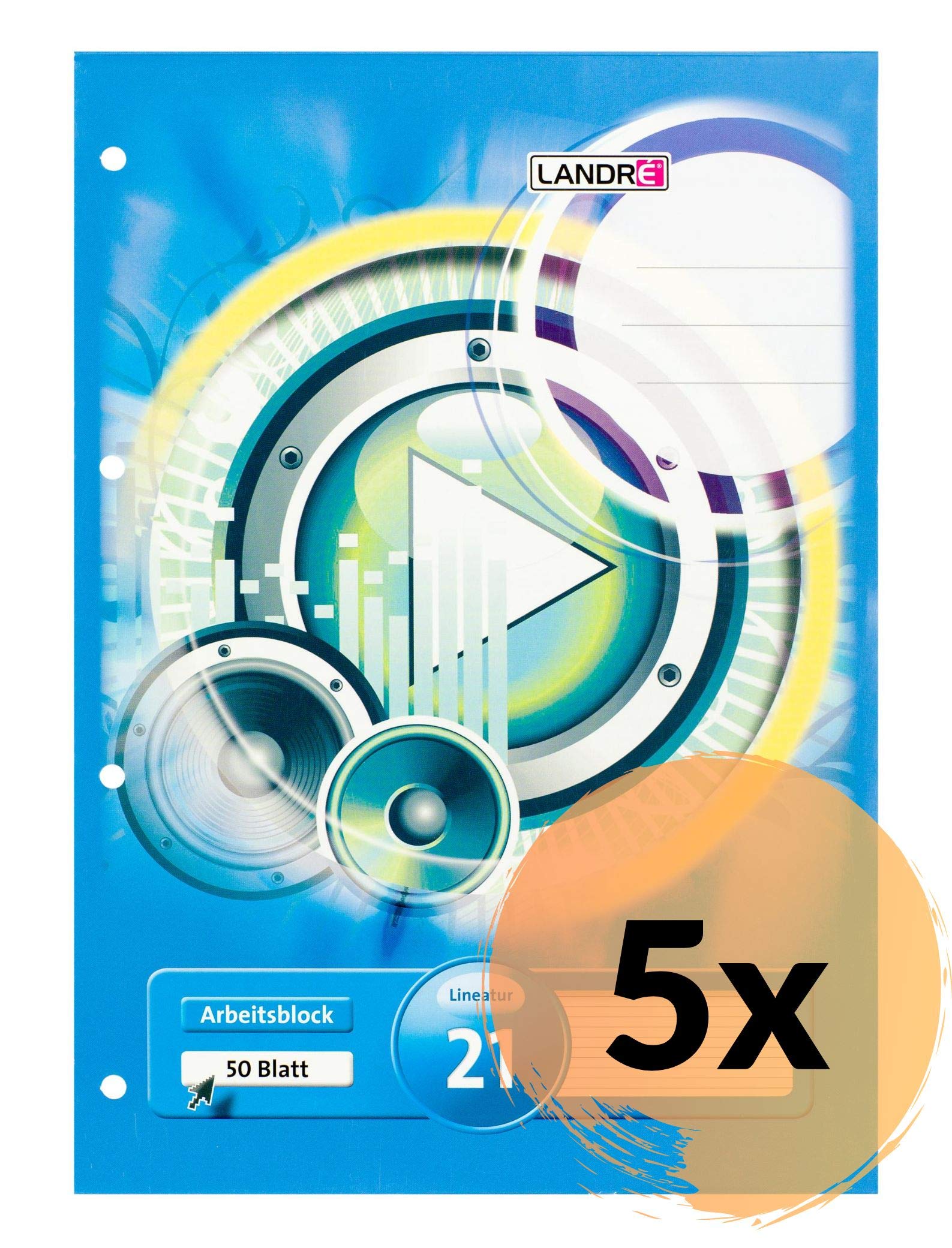 Landré 5 x A4 Ruled Exam Pad 50 Sheets 80gsm Paper