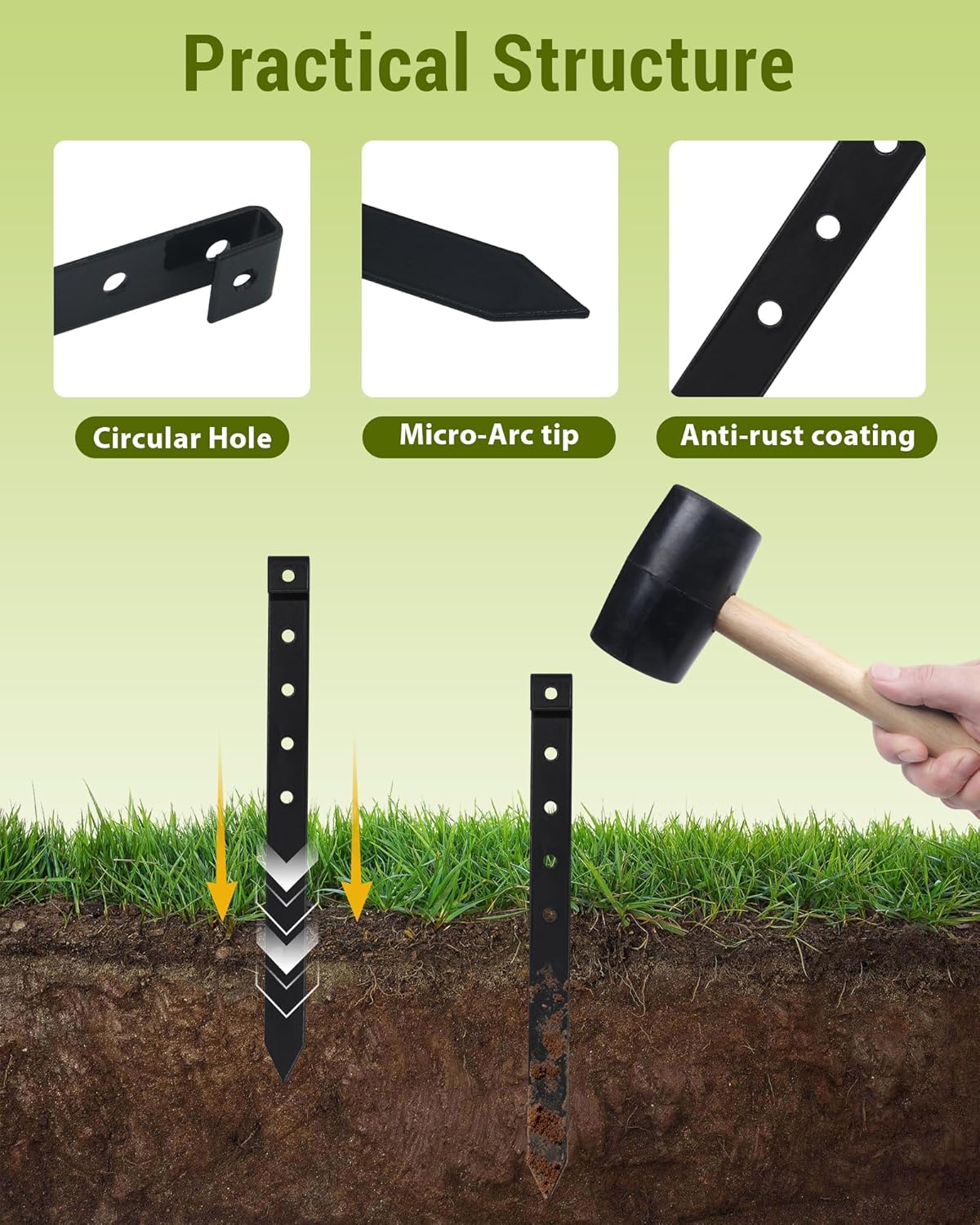 20Pcs Metal Garden Landscape Edging Stakes,Black,10 Inch Landscaping Stakes, Anchoring Spikes, Landscape Edging Spikes for Ground,Bender Board,Tent Anchoring,Inflatable Decorations (B1)