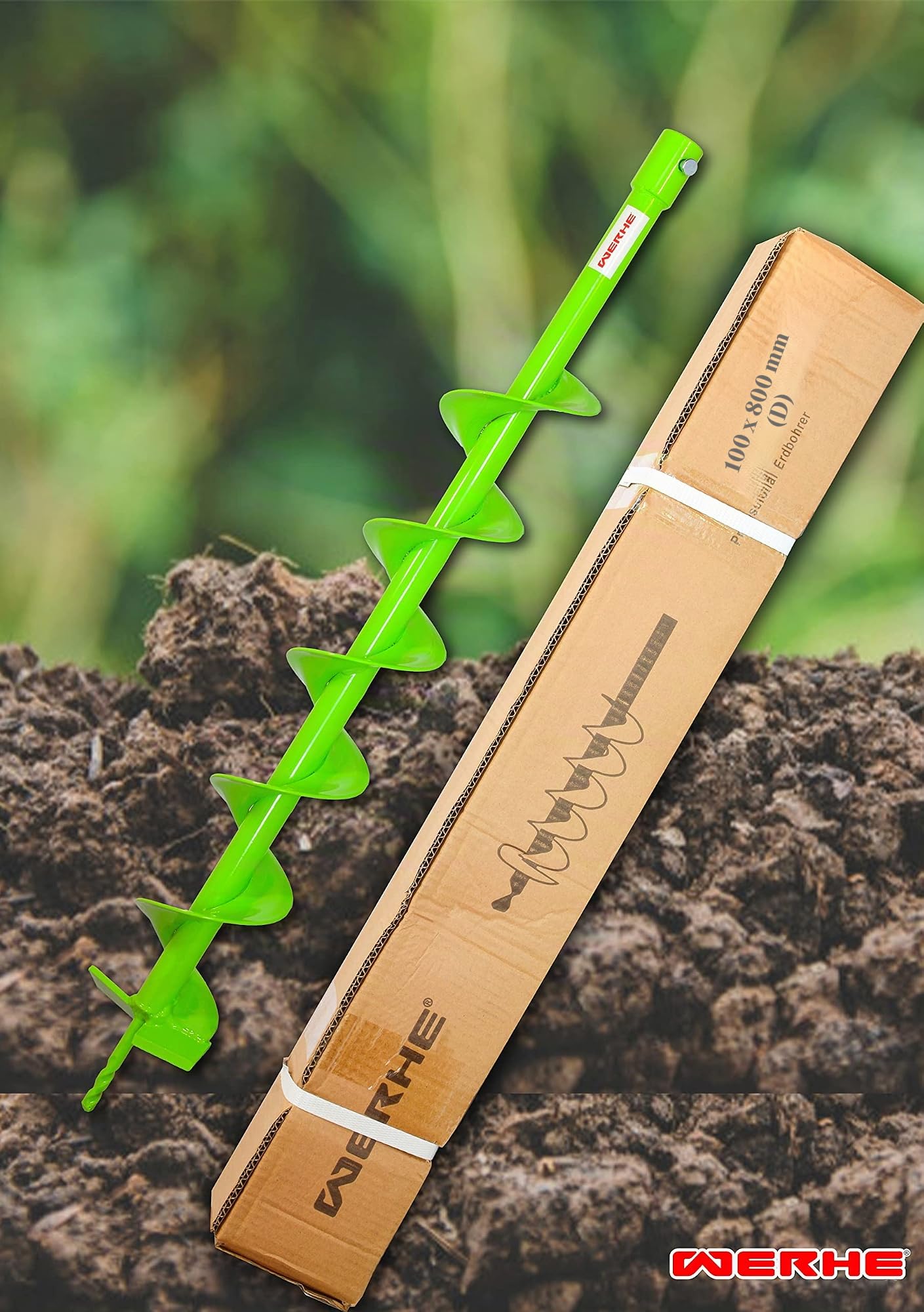 WERHE Barrena de Tierra 100 mm, SDS Plus Inserción | Ahoyador para Postes para jardinería e instalación de vallas, alta estabilidad, larga vida útil, forma optimizada