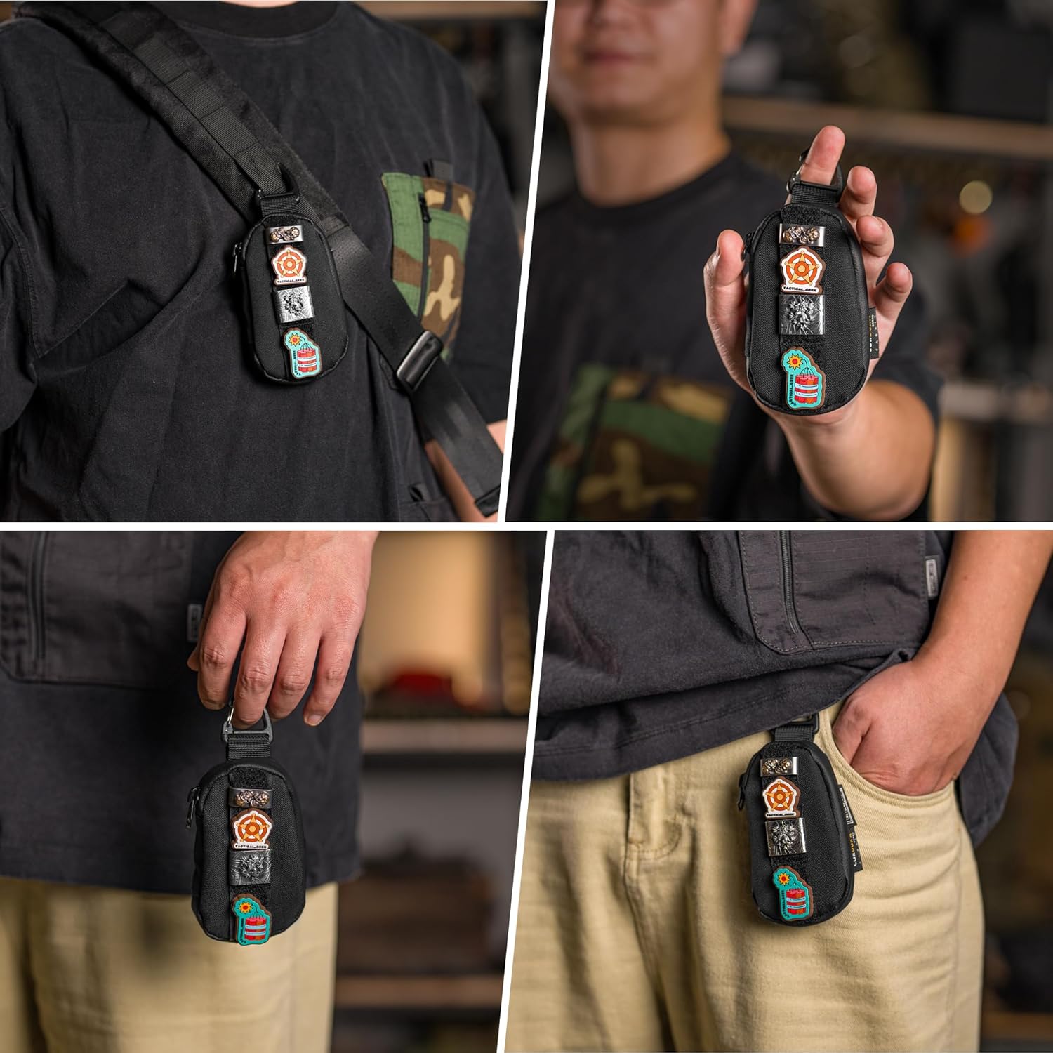 TACTICAL_GEEK Storage A7 EDC Key Bag Molle Pouch, Waterproof Zipper Wallet Car Key Case, Multipurpose Pocket Organizer, Unisex Tac Pouch with Patch Area for Daily Carry, Black - Image 3