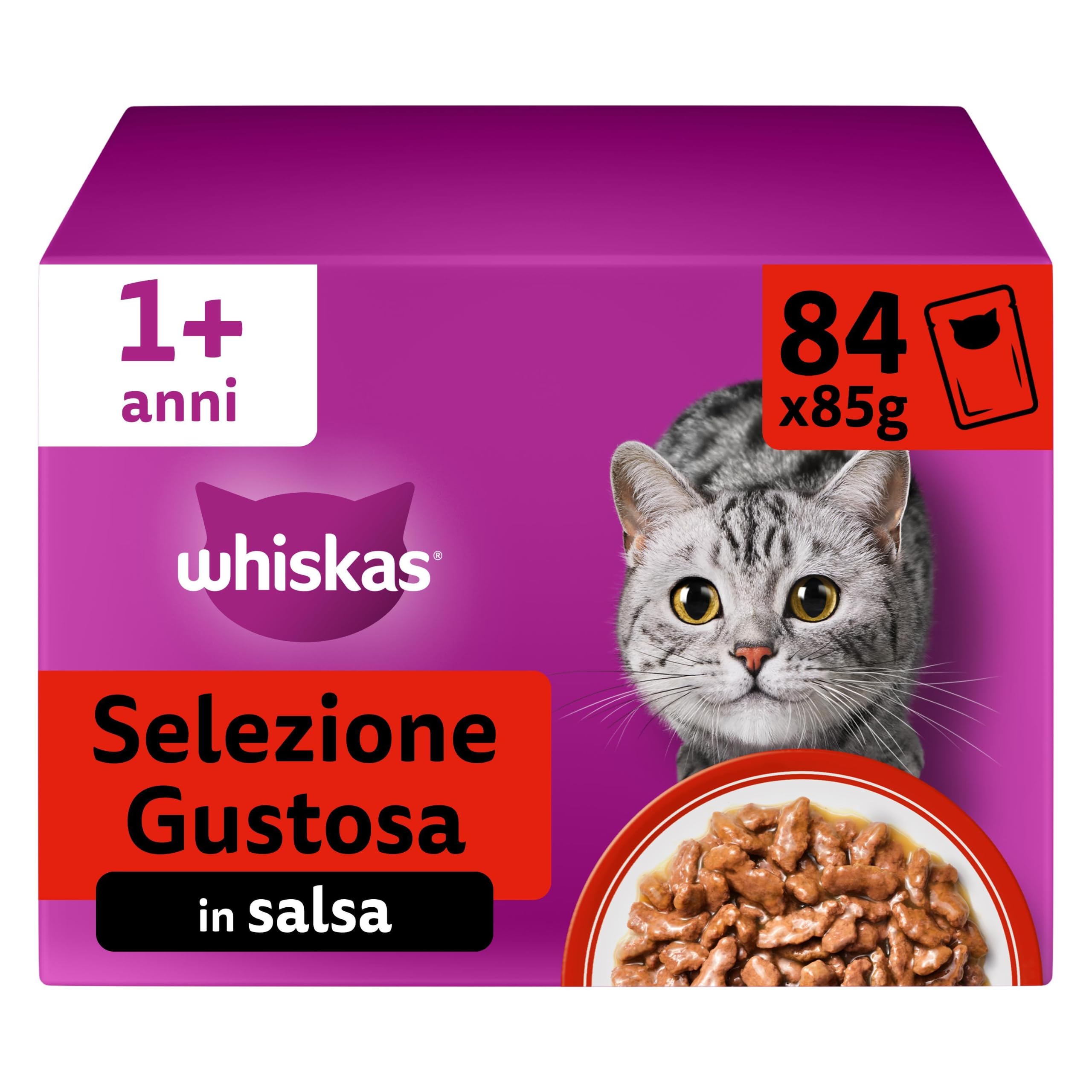 WHISKAS Cibo Umido in Salsa per Gatti Adulti 84x85g Selezione Gustosa