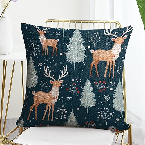 Miniatura 7 de Funda de almohada rústica de Navidad para vacaciones, de invierno, para Navidad, reno, muñeco de nieve, para exteriores, decoración de sofá, 18 x 18