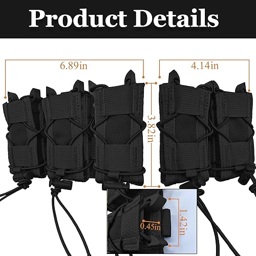 Miniatura 6 de Lyska 2 piezas de triple + doble engranaje de alta velocidad Molle pistola Mag bolsa para cinco mag, funda universal para pistola de calibre 0.354