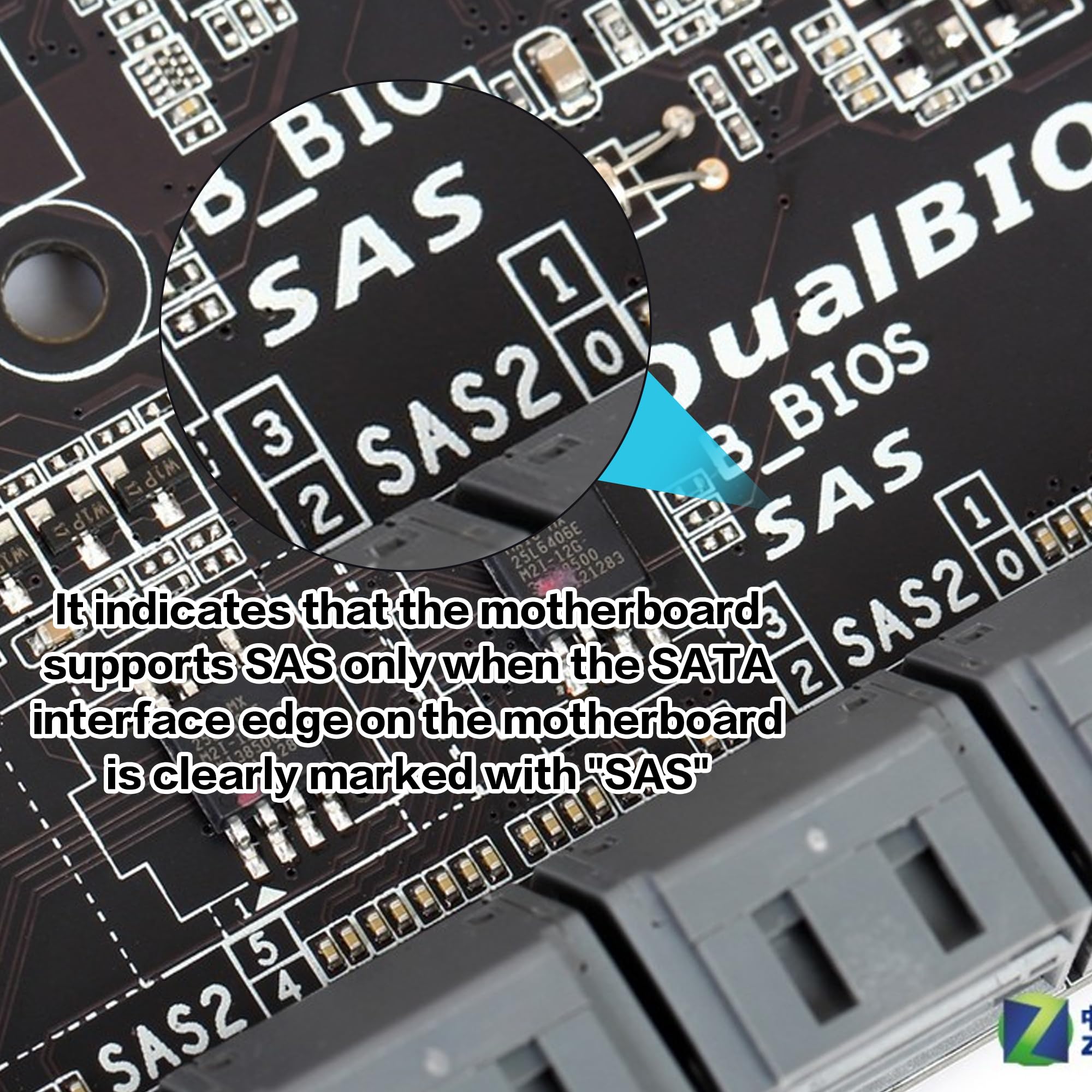 YAODHAOD SAS do SATA Adapter SFF-8482 Konwerter (SAS 29Pin na SATA 22Pin 30CM)