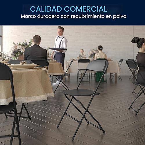 Miniatura 8 de Flash Furniture Hercules - Juego de 10 sillas plegables de plástico resistentes para interiores y exteriores, sillas apilables comerciales plegables