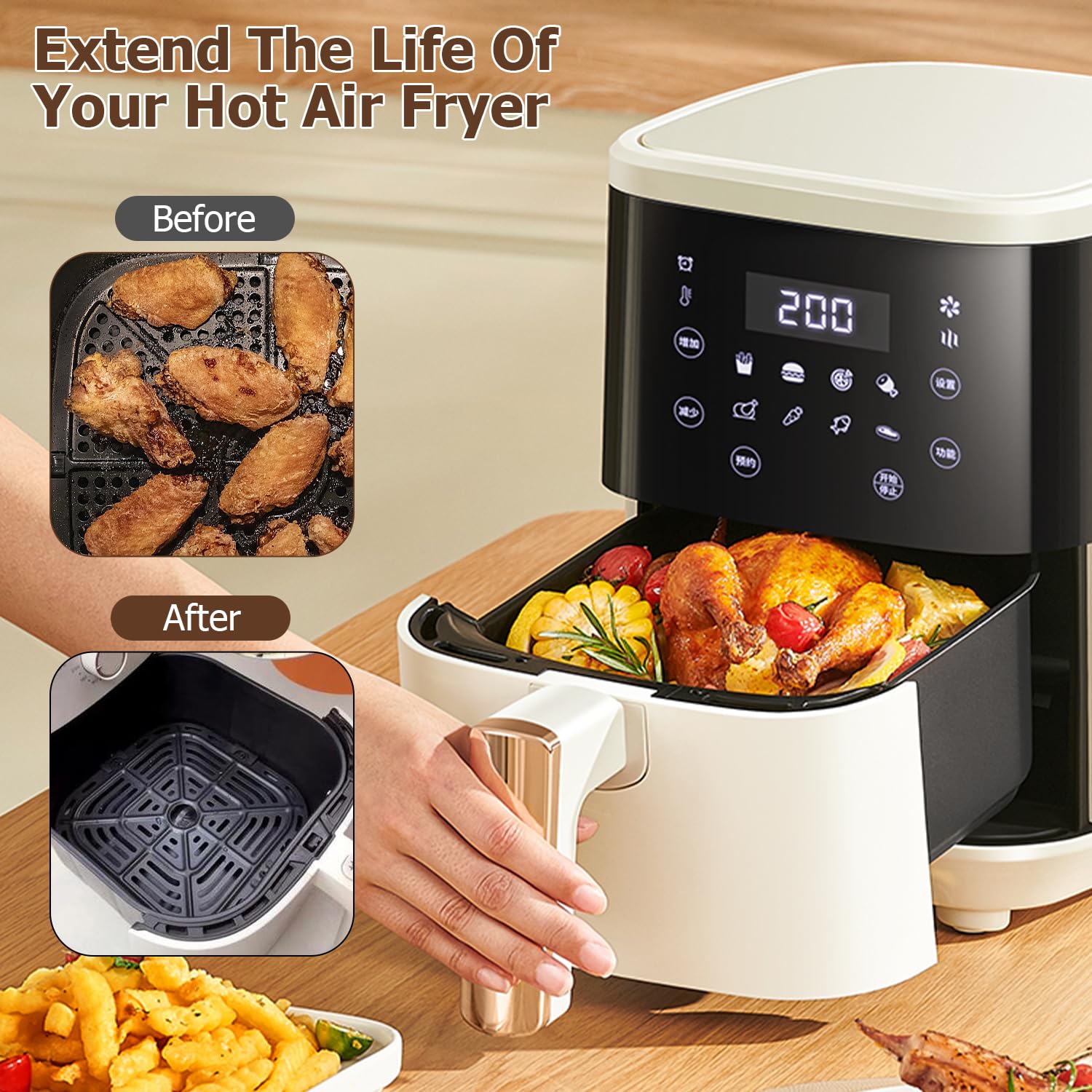 19-23CM Accessoire Air Fryer, Moule Silicone Air Fryer pour NINJA MAX PRO 6,2 L, Philips 6,2L, COSORI 5,5L/6,0L, Doublures Silicone pour Friteuse Air, Micro-ondes, Four, Four 19-23CM Accessoire Air Fryer, Moule Silicone Air Fryer pour NINJA MAX PRO 6,2 L, Philips 6,2L, COSORI 5,5L/6,0L, Doublures Silicone pour Friteuse Air, Micro-ondes, Four, Four