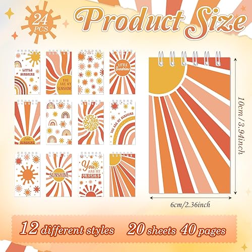 Miniatura 8 de Cholemy 24 cuadernos bohemios para el sol, a granel, hippie, groovy, bohemio, para el sol, cuadernos de bolsillo hippie para fiesta de cumpleaños,