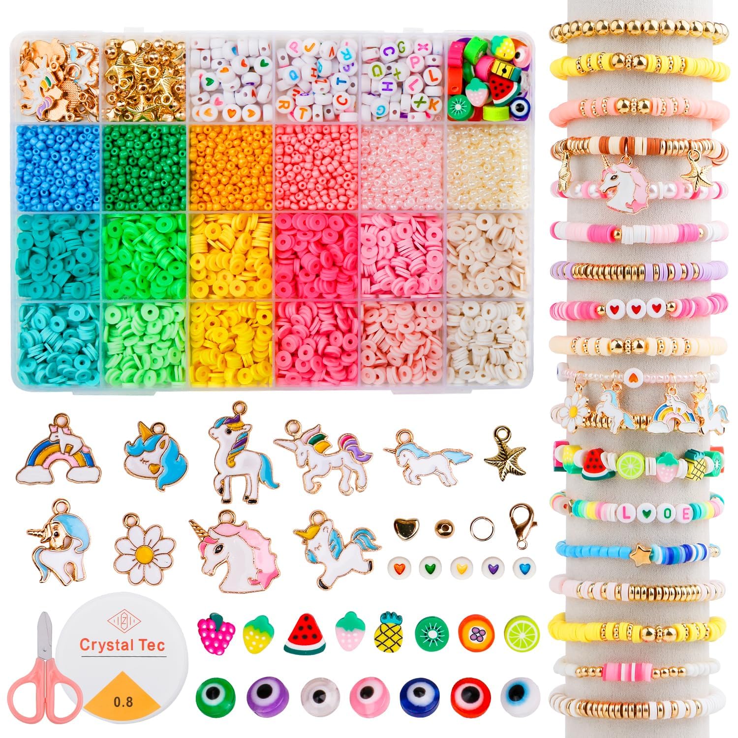 Satmarhz Unicorn Bracelet Making Kit for Girls, Jewellery Making Kit for Kids DIY Clay Bead Set Making, Toys for Girls Age 6-12 Years Old Multicolor-picture-10