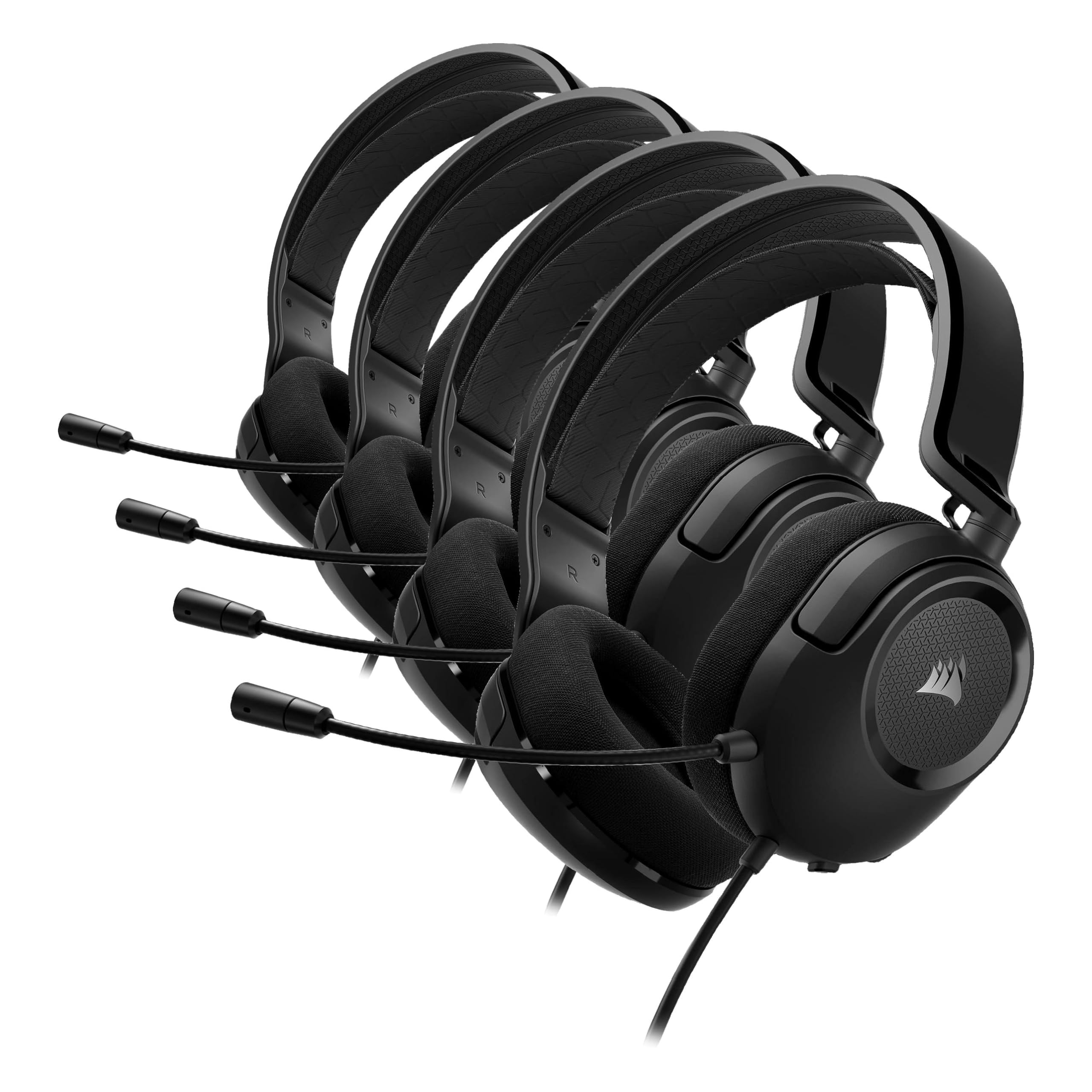 Corsair HS35 Surround v2 Multiplatform Wired Gaming Headset–Dolby 7.1 -Flexible Omni-Directional Microphone – Universal 3.5mm Connection – PC,Mac,PS5,PS4,Xbox,Nintendo Switch,Mobile–Carbon (Pack of 4)