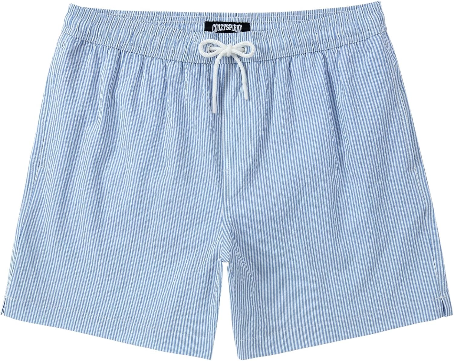 Men's Swim Shorts Seersucker Swimming Trunks for Men Beach Shorts Quick Dry Bathing Suit 5"/7"/9" with Pockets