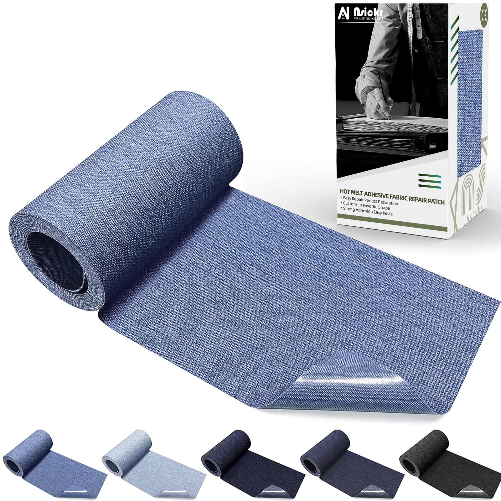 Nsickr -Jean Patches for Ironing Inside and Outside. Various Blue Patches Repair kit. Jeans. Repair kit for Clothing. Strong Adhesive. Multiple Specifications (Sky Blue, 8 × 153 CM)