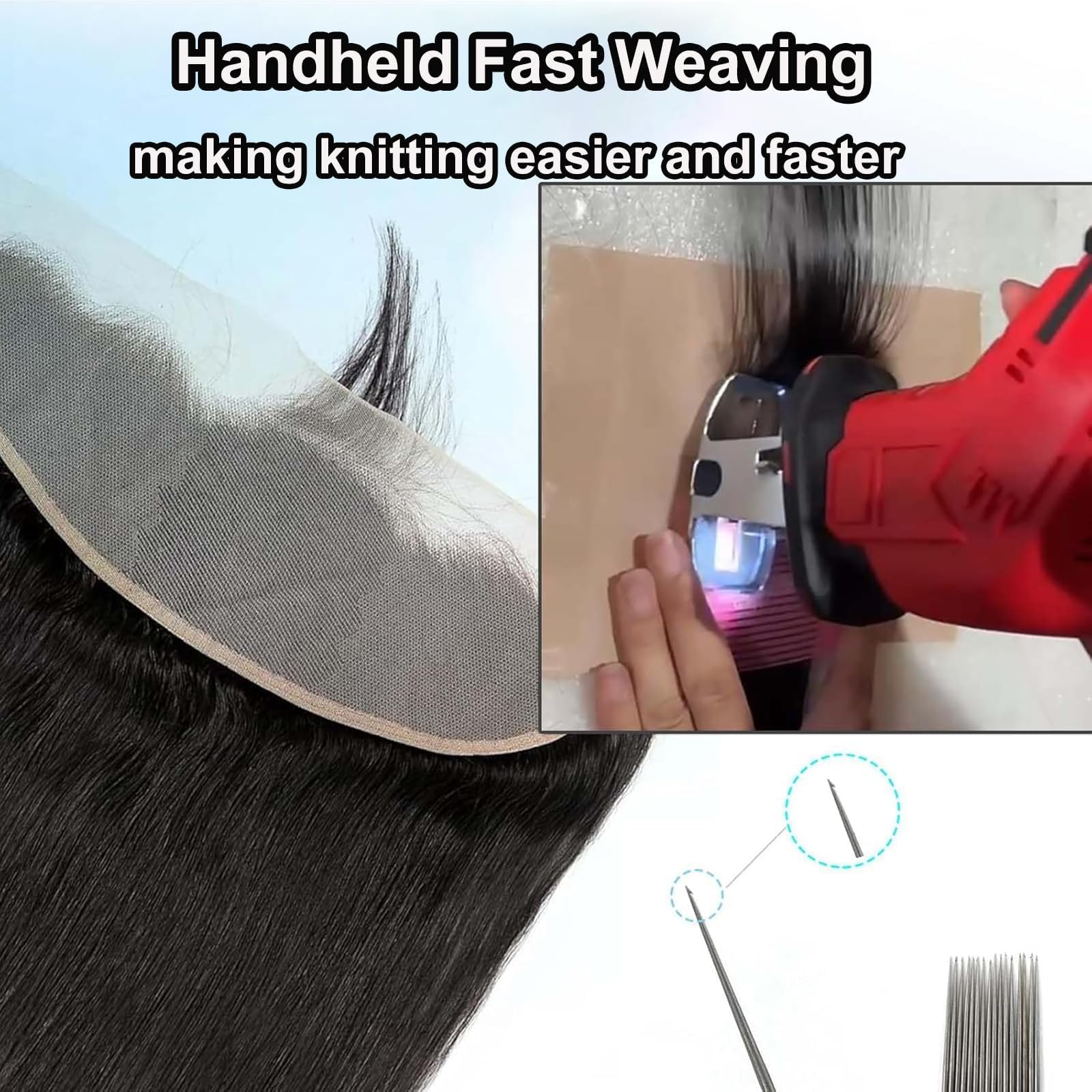 Herramienta de trenzado automática de la peluca, máquina eléctrica del tejido del pelo con 2 baterías recargables para los frentes del cordón y las extensiones sintéticas, dispositivo de peinado semia