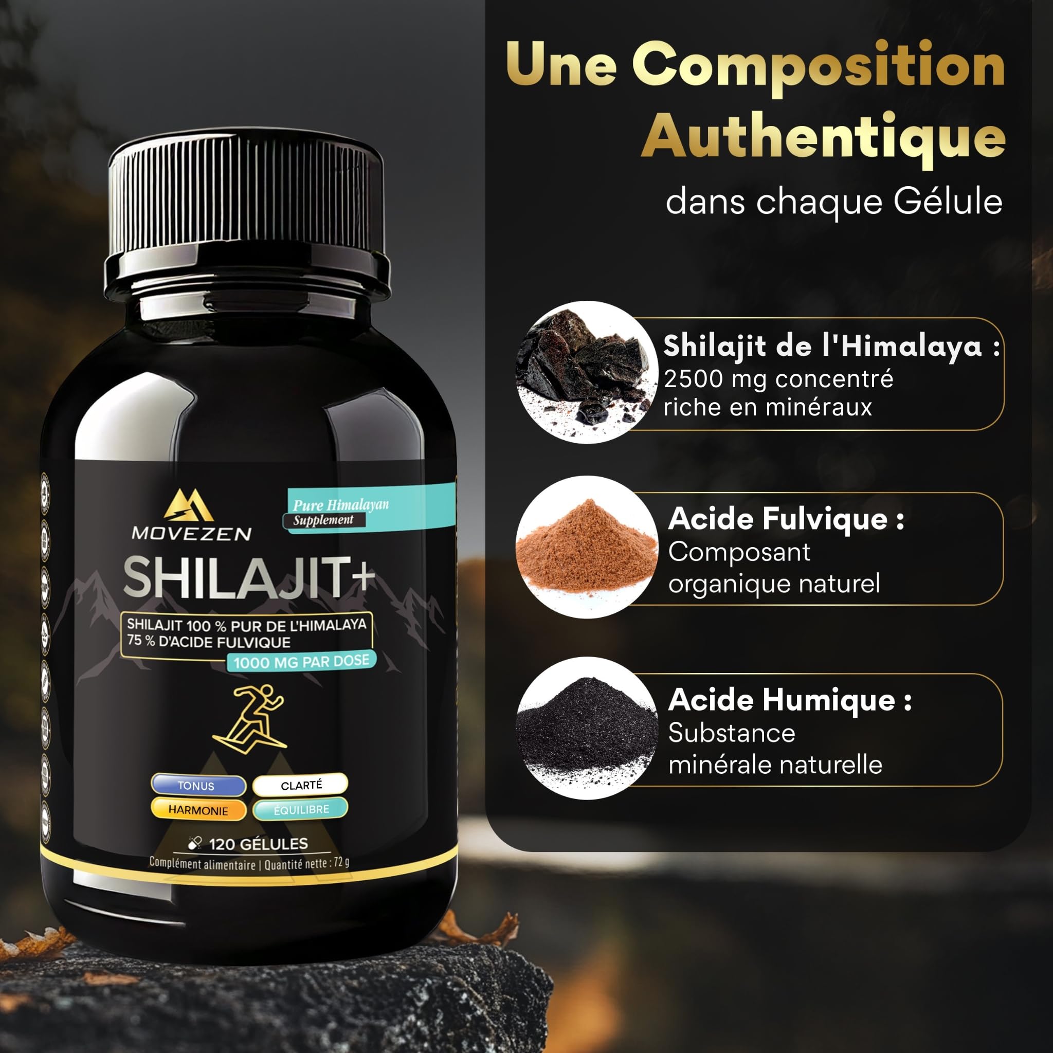 Pack Bien-Être & Énergie – Ashwagandha 2500 mg + Shilajit Pur 2500 mg – Stress, Vitalité, Performance – 240 Gélules Vegan