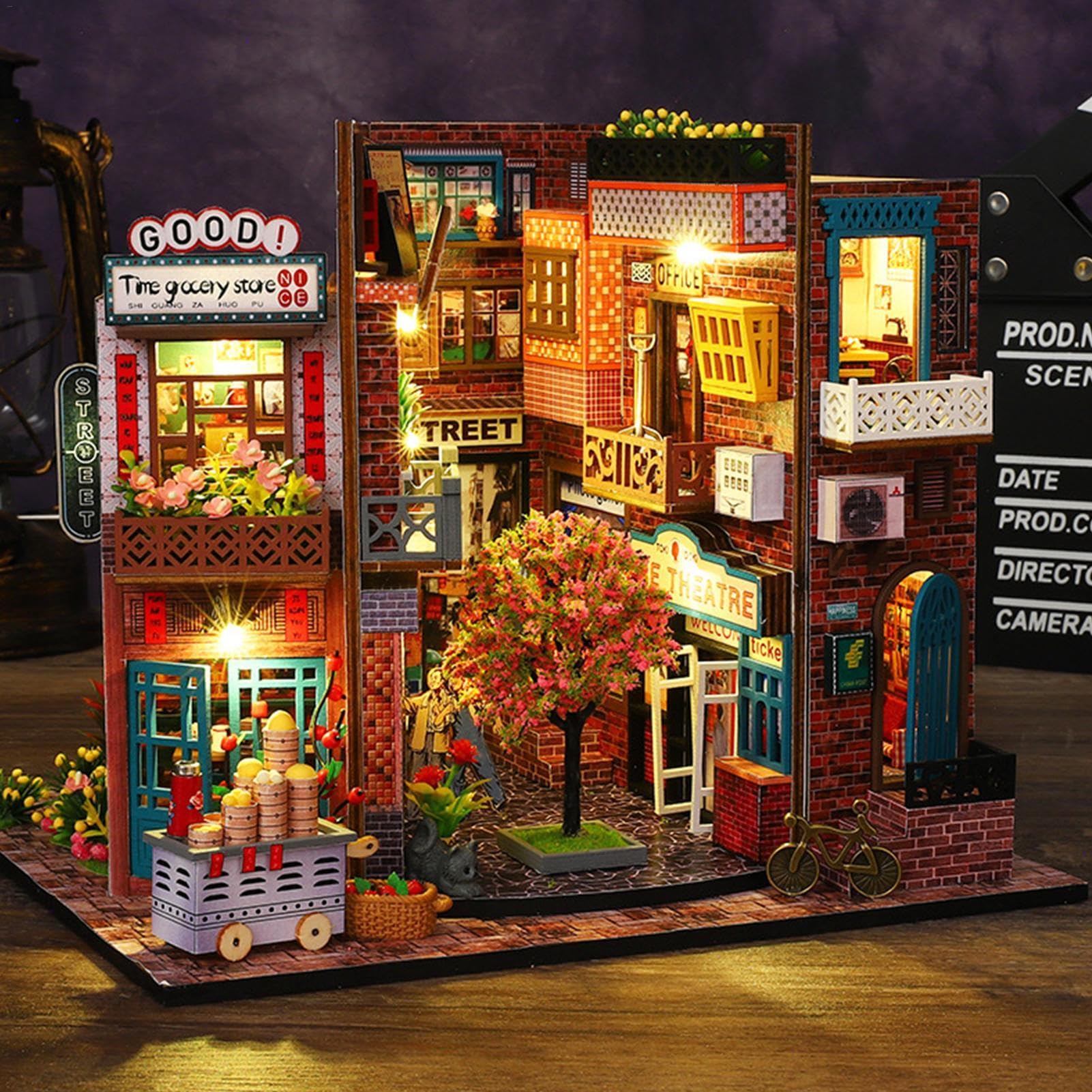 Tiny House Kit | di casa in miniatura con luce a LED | Kit creativo per bambini e adulti | Progetto hobby per compleanni, vacanze e decorazione della casa