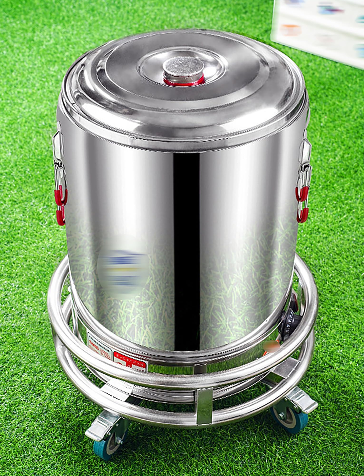 Carrello multiuso in acciaio inox resistente con ruote per secchi isolati, vaporiere, zuppe, pentole – versatile per uso commerciale e domestico (37 cm)