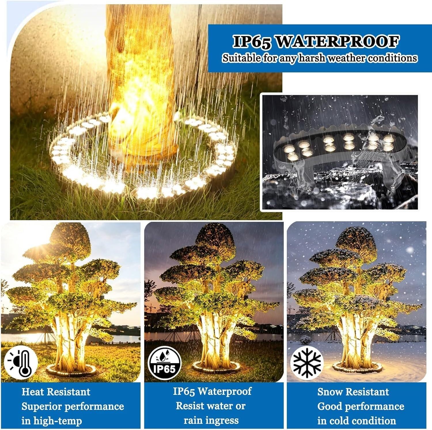 Lampy pierścieniowe LED do drzew, idealne do dekoracji dziedzińców, ścieżek ogrodowych(Giallo,5 Packs)