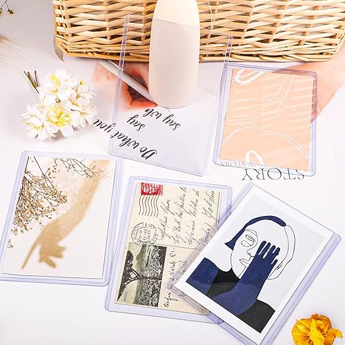 Miniatura 6 de Outus Soporte acrílico para fotos de 4 x 6 pulgadas, protector de bolsillo para tarjetas de béisbol de plástico rígido, protector de hoja de