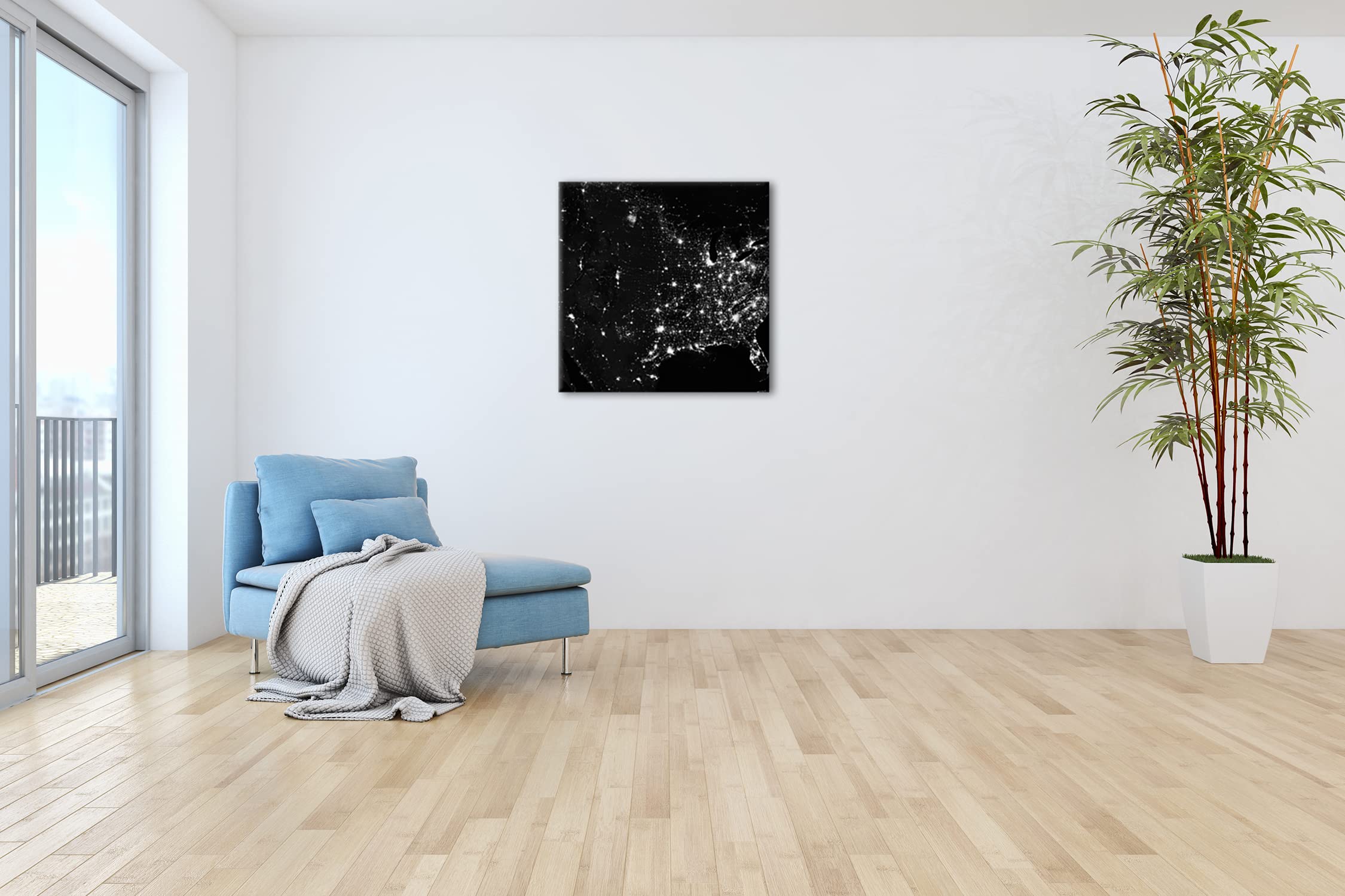 Kamaca - Lienzo decorativo (60 x 60 cm, marco de madera), color blanco y negro