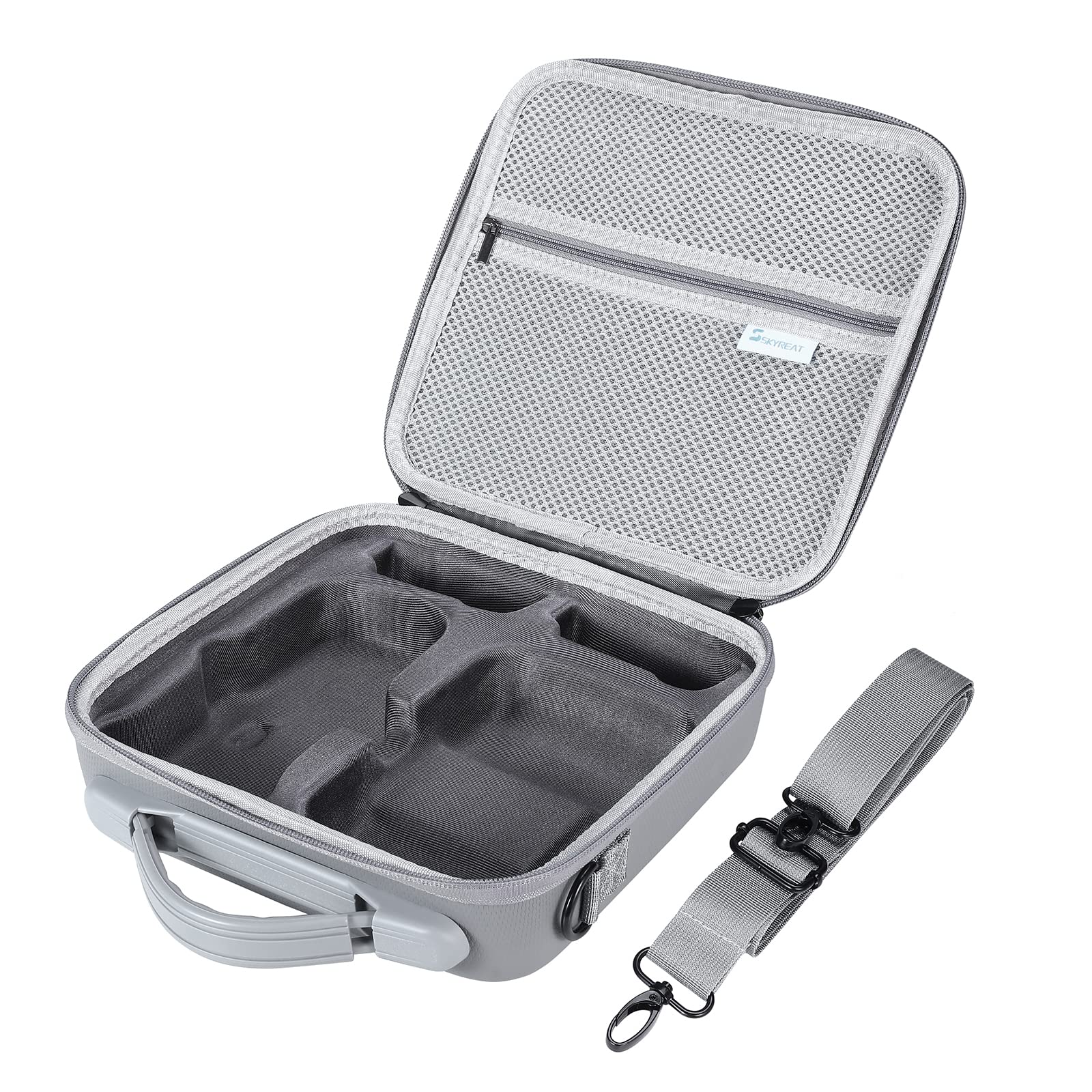 SKYREAT Mini 3/Mini 3 Pro, przenośna torba ze skóry PU, torba do przenoszenia akcesoriów DJI Mini 3/Mini 3 Pro | RC-N1 Smart Controller i inne akcesoria, szary, Mini 3 Pro RC-N1 case
