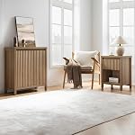 SICOTAS Ensemble de stands de nuit fluted 2, Table de chevet avec tiroir, Table de lit Boho avec étagère de rangement, Tables d'appoint de grand montant Tables de lit pour chambre à coucher, Chêne Caramel