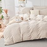 HYMOKEGE Couverture de couettes grises foncée taille Reine, Ultra Doucement 3-Piece Couvercle de couettes Seersucker avec fermeture à glissière, literie en microfibre brossé doux avec 8 Cravates d'angle (90"x90", 2 Oreillers)