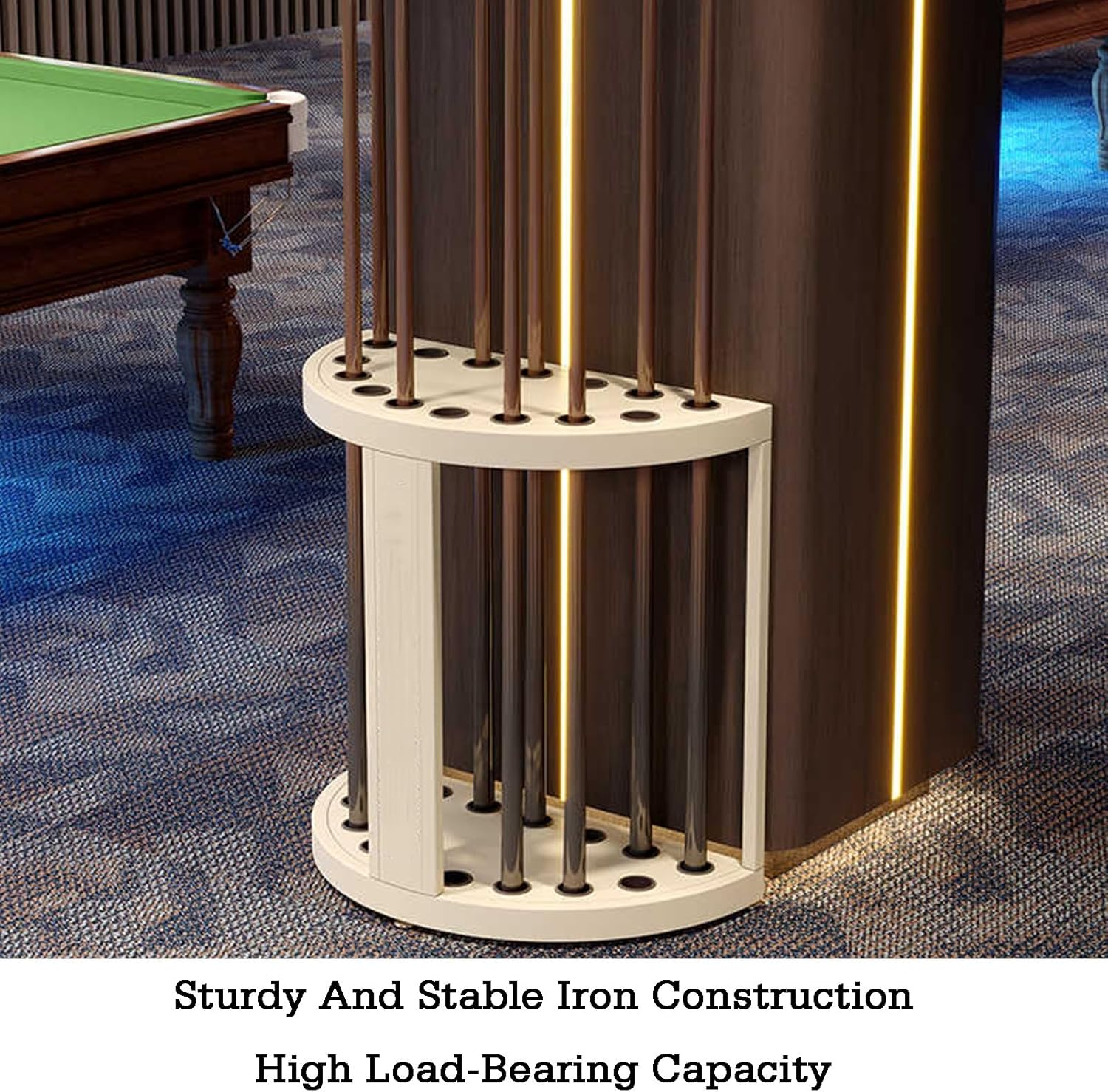 Semi-Circular Freestanding Billiard Cue Storage Rack,Floor Pool Cue Display Stand,for Fishing Rods Golf Clubs Crutches(Red)